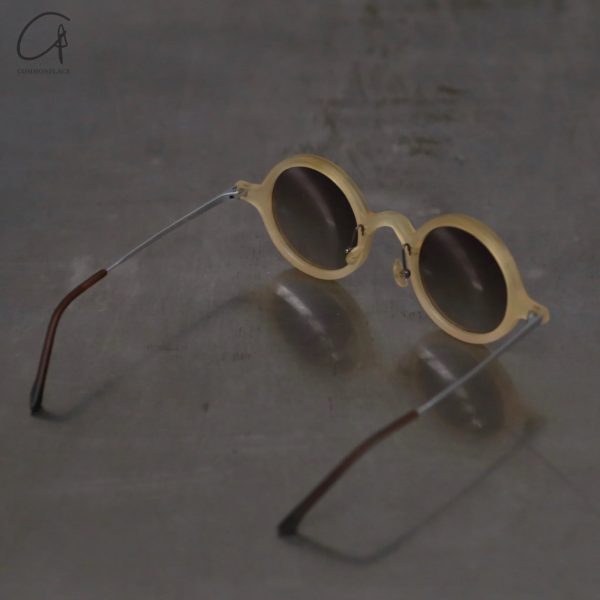 RIGARDS*UMA WANG joint horn wire cutting handmade + β titanium temples RG00UW11 series RG-RG00UW11-HPQH amber frame light gray lens - Image 4