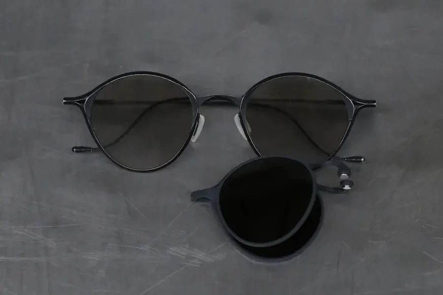 Rigards RG1038 series collection detachable double-layer plain sunglasses RG-RG1038ST-FGHHMS retro black gray frame frosted dark gray transparent - Image 2