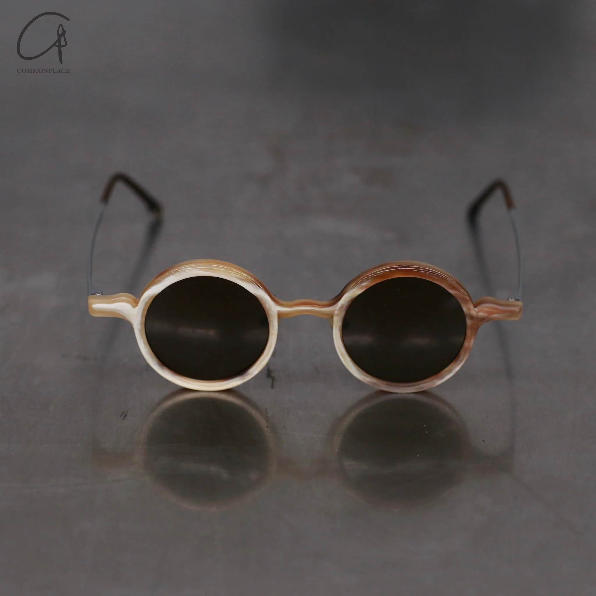 Rigards x UMA WANG joint RG00UW18 series horn wire cutting handmade glasses RG-RG00UW18-DLSQT marble frame bronze lens - Image 2