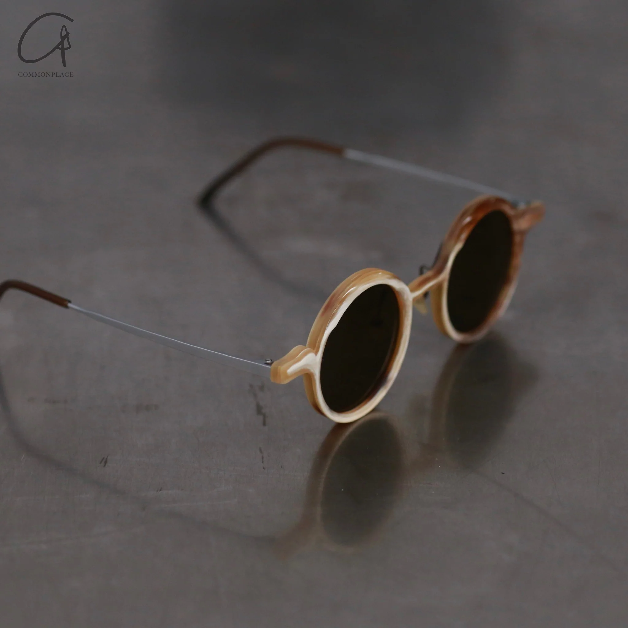 Rigards x UMA WANG joint RG00UW18 series horn wire cutting handmade glasses RG-RG00UW18-DLSQT marble frame bronze lens - Image 3