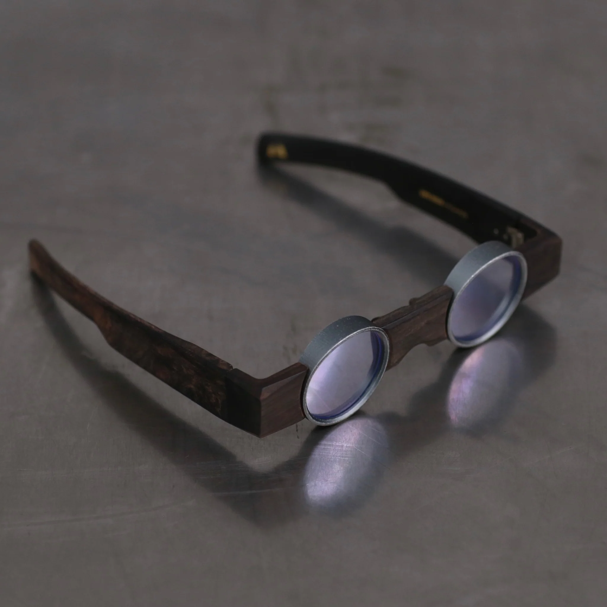 Rigards X UMA WANG Joint Work Wood Frame Eyeglasses RG00UW2 Series Collection RG-RG00UW2-HMHKTM Black Wood Ash Frame × Transparent Lens - Image 3