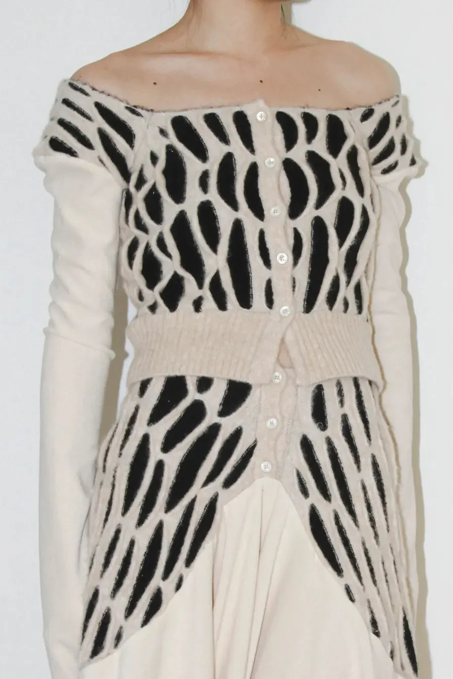 RUI animal print patchwork cardigan RAW23KN12 off-white & black - Image 2