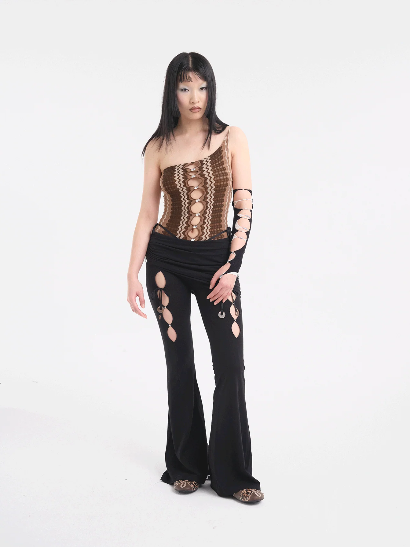 RUI built 25 autumn and winter cotton and linen G waist skirt flared pants RUI-RAW25WV03-Onyx black - Image 13