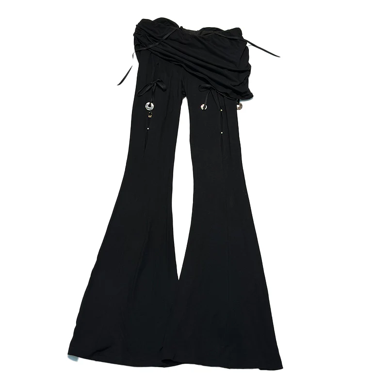 RUI built 25 autumn and winter cotton and linen G waist skirt flared pants RUI-RAW25WV03-Onyx black - Image 5