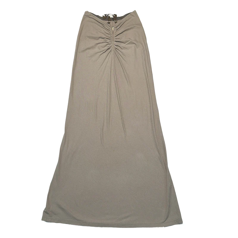 RUI built 25 autumn and winter cotton and linen G waist zipper long skirt RUI-RAW25WV02-Ficelle camel brown - Image 5