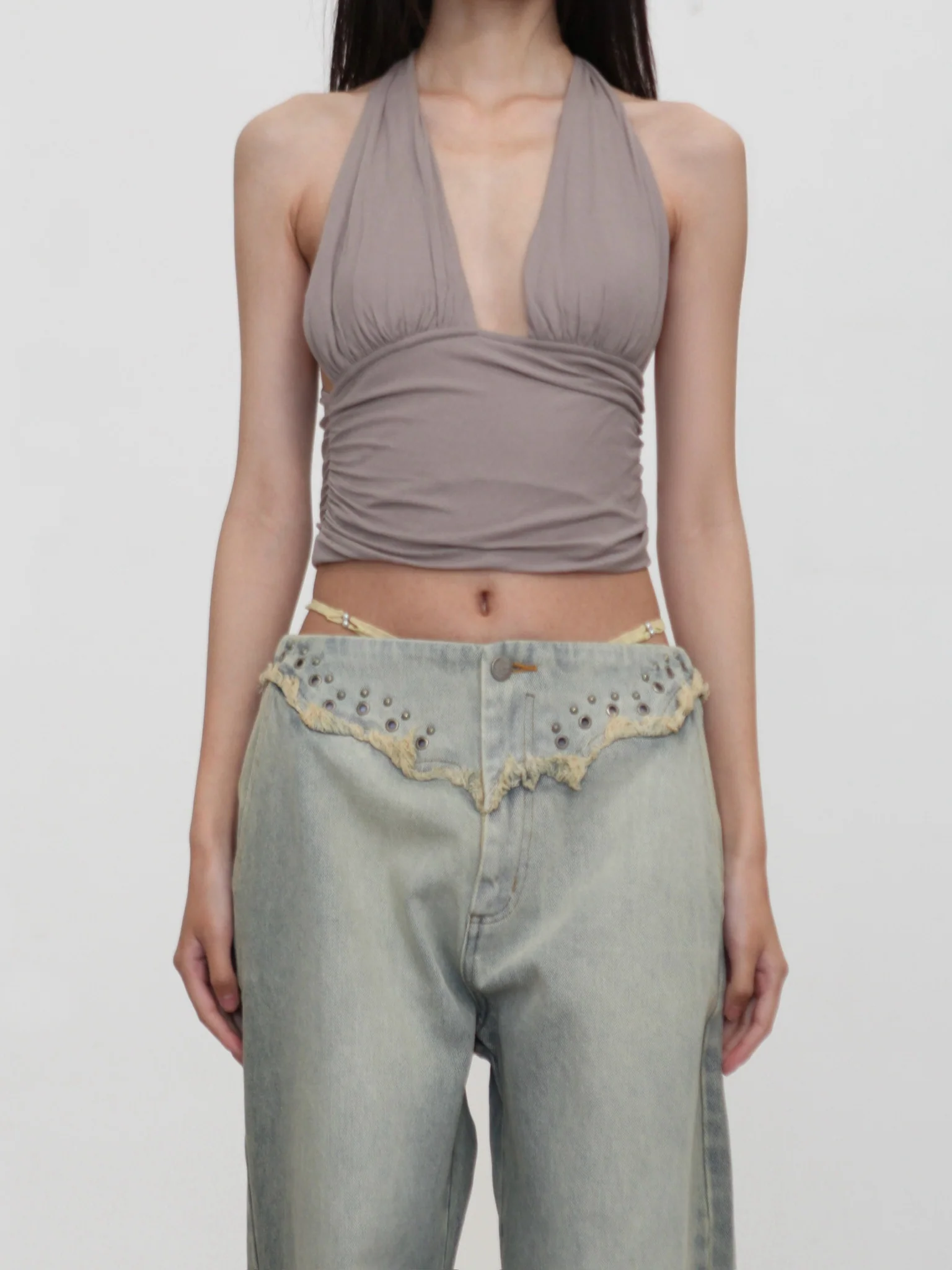 RUI Built 26 Early Spring Jeans with Thin Straps, Rivets, and Curved Blade Design, RUI-S26WV25-Sun-faded Blue (Sun-faded Vintage Blue) - Image 10