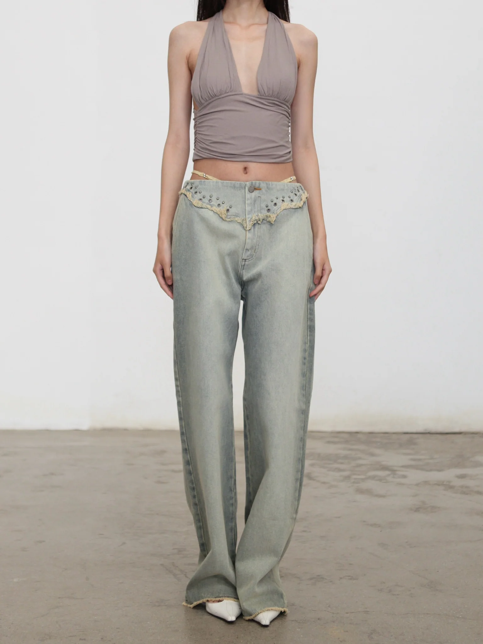 RUI Built 26 Early Spring Jeans with Thin Straps, Rivets, and Curved Blade Design, RUI-S26WV25-Sun-faded Blue (Sun-faded Vintage Blue) - Image 11