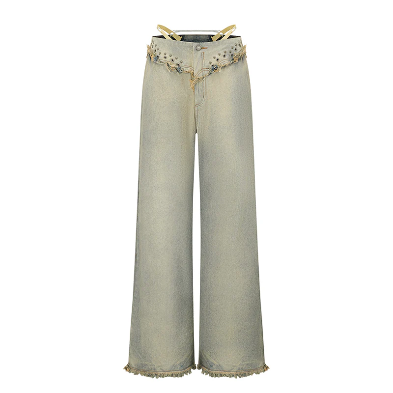RUI Built 26 Early Spring Jeans with Thin Straps, Rivets, and Curved Blade Design, RUI-S26WV25-Sun-faded Blue (Sun-faded Vintage Blue) - Image 5