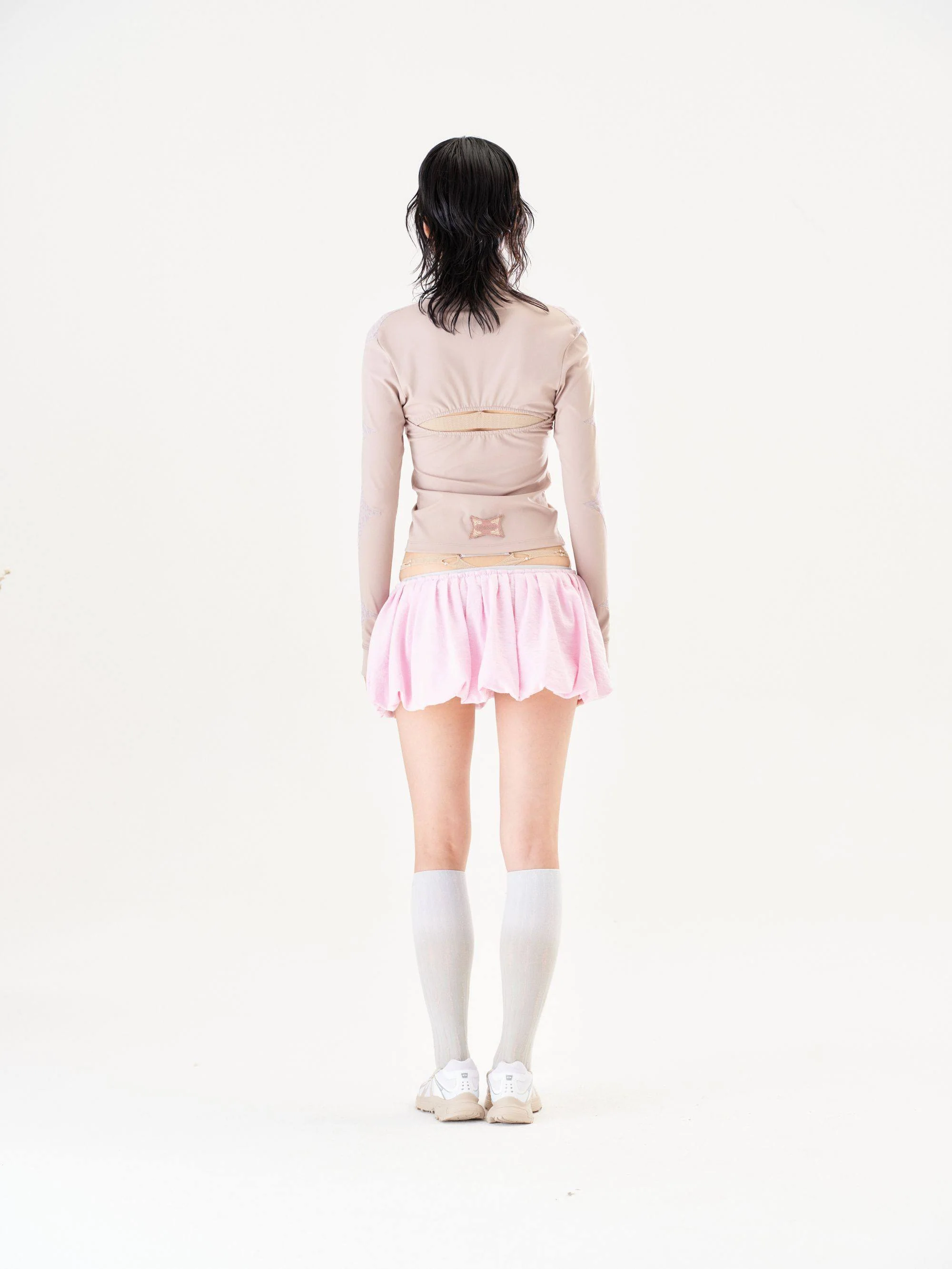 RUI built Spring/Summer 2026 Linen-feel silk striped tulip skirt RUI-S26WV15-Cameo Rose (dusty rose) - Image 9