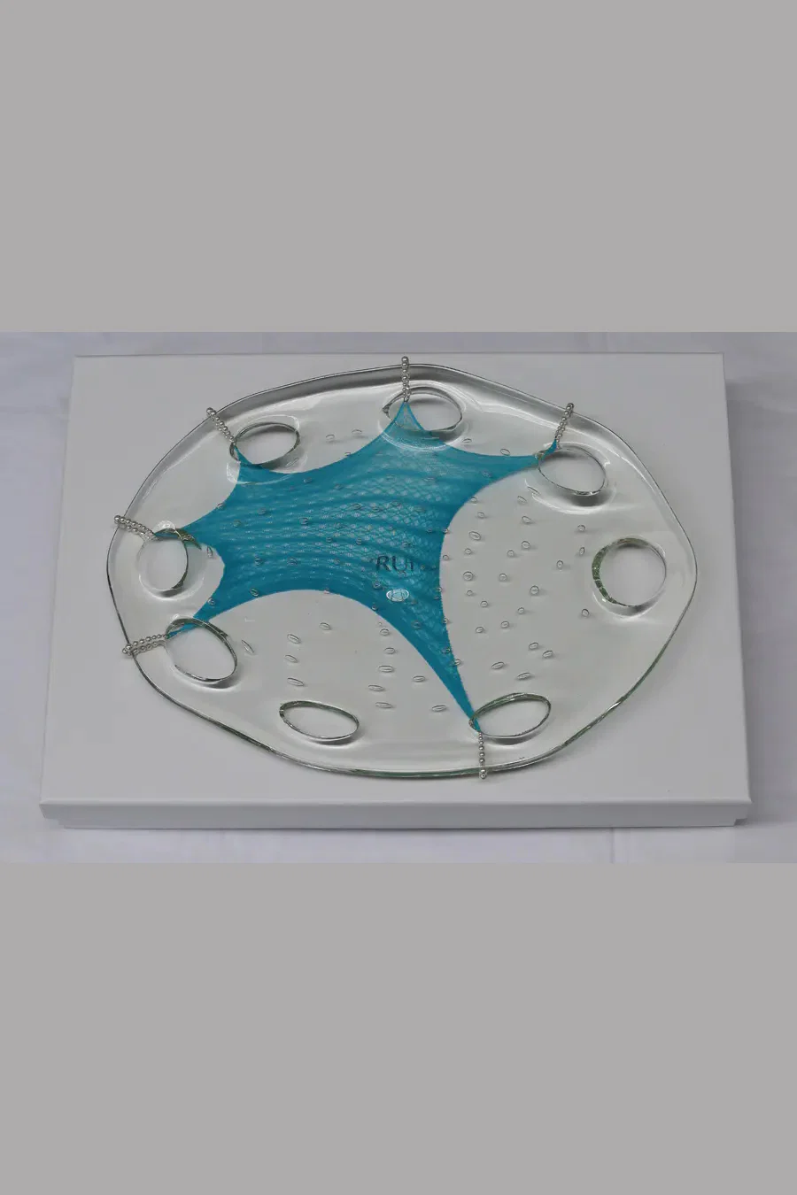 Rui Zhou installation vessel collection RUI-RUIFW21DC01-LAN Large transparent plate blue silk PR2 - Image 2