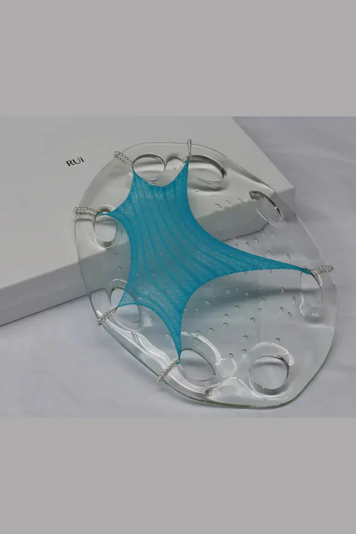 Rui Zhou installation vessel collection RUI-RUIFW21DC01-LAN Large transparent plate blue silk PR2 - Image 3
