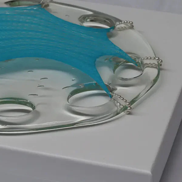 Rui Zhou installation vessel collection RUI-RUIFW21DC01-LAN Large transparent plate blue silk PR2 - Image 4