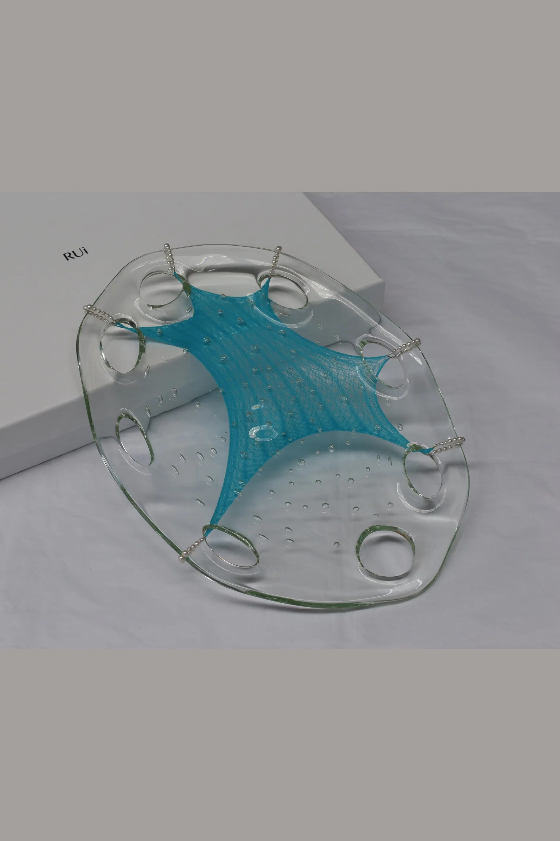 Rui Zhou installation vessel collection RUI-RUIFW21DC01-LAN Large transparent plate blue silk PR2 - Image 5