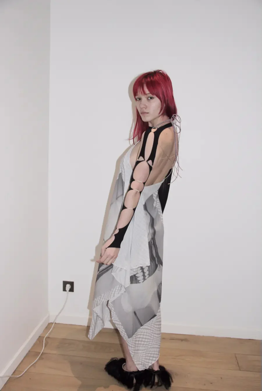 RUI Printed Halter Neck Dress RAW22WV06 Black - Image 10