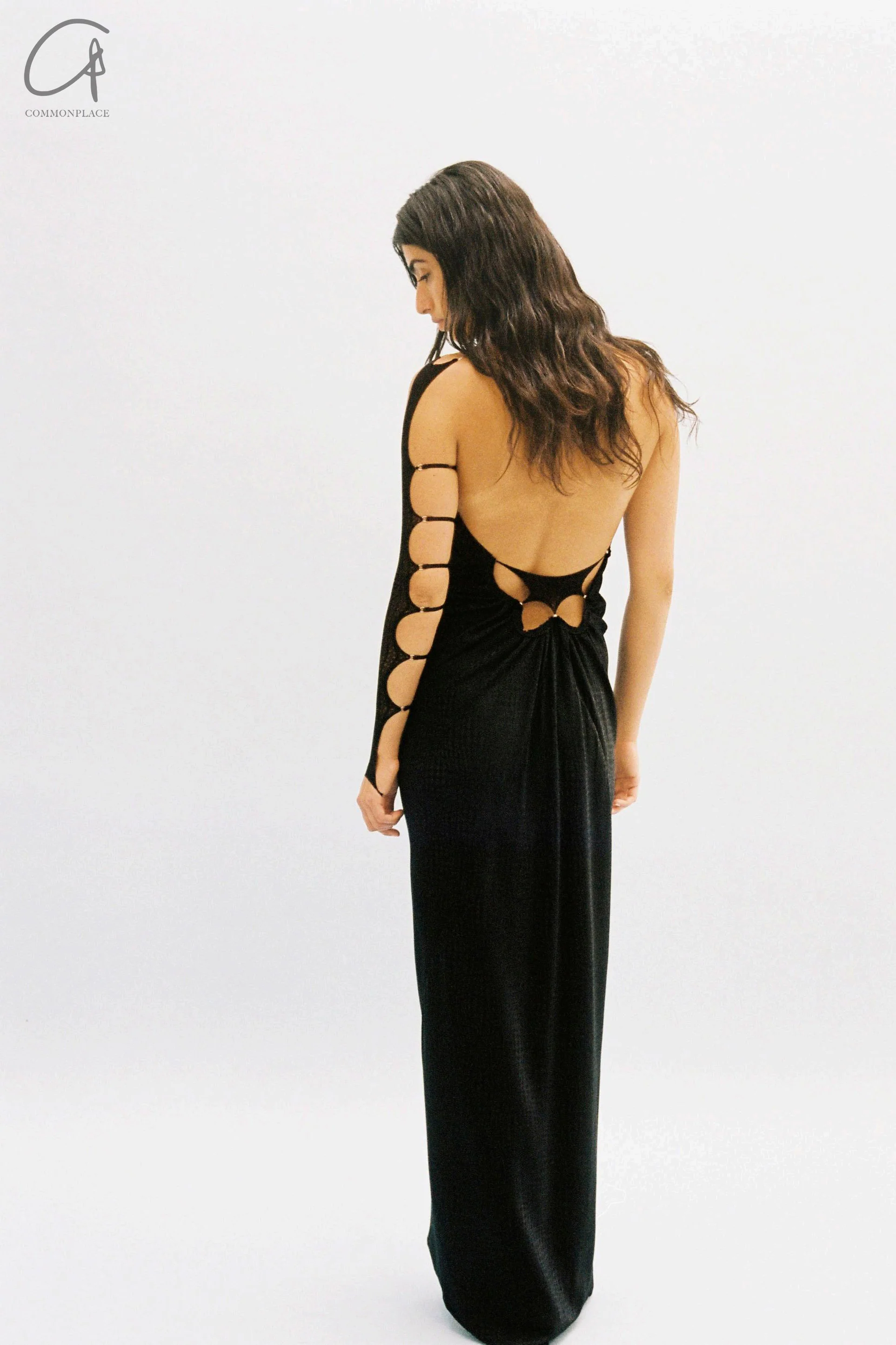 RUI single shoulder semi-transparent long sleeves with thin straps RSS24SF04 Onyx black - Image 6