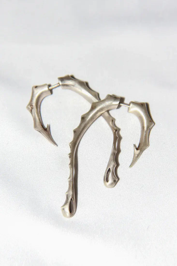RUI sterling silver drop fishhook earrings RSS24AC02 distressed/silver PR3 - Image 5