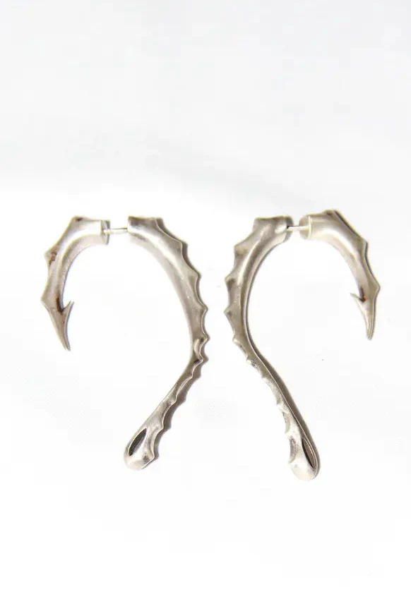 RUI sterling silver drop fishhook earrings RSS24AC02 distressed/silver PR3 - Image 6