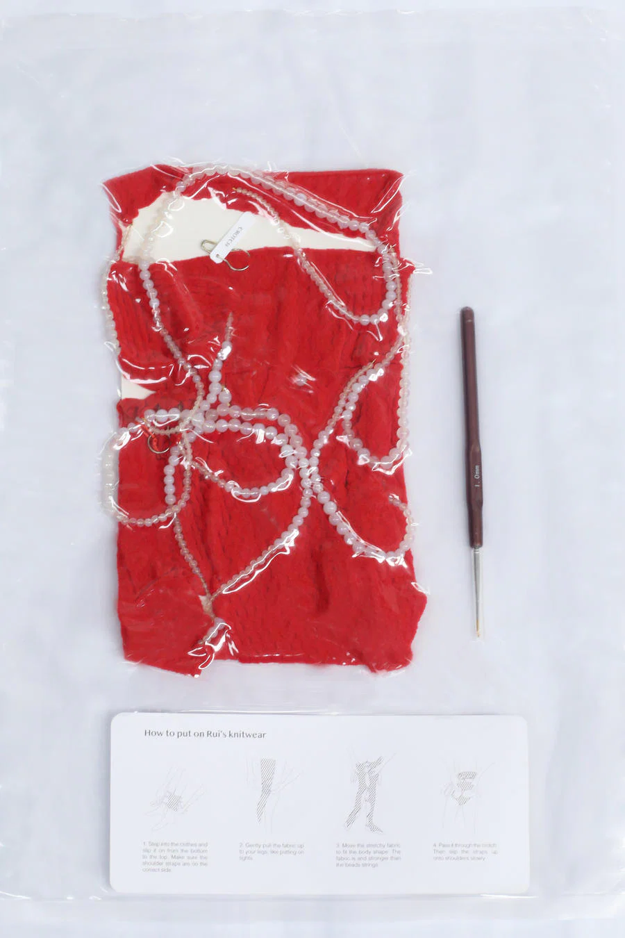 Rui Zhou Pearl Chain Splicing Bodysuit Series Skin-friendly Elastic Stretch RUI-R001-HONG Red Ruby - Image 2