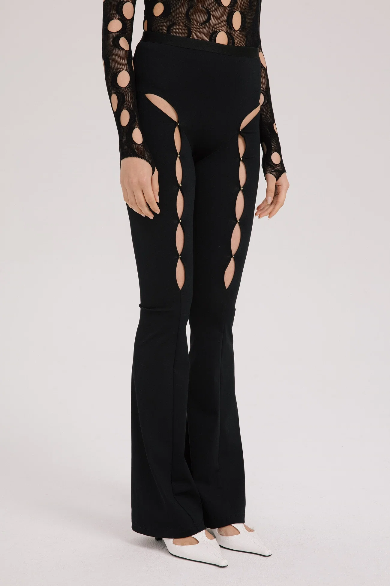 Rui Zhou WV05 series hollow flared stretch casual pants RUI-RUIFW21WV05-HEI Black Onyx