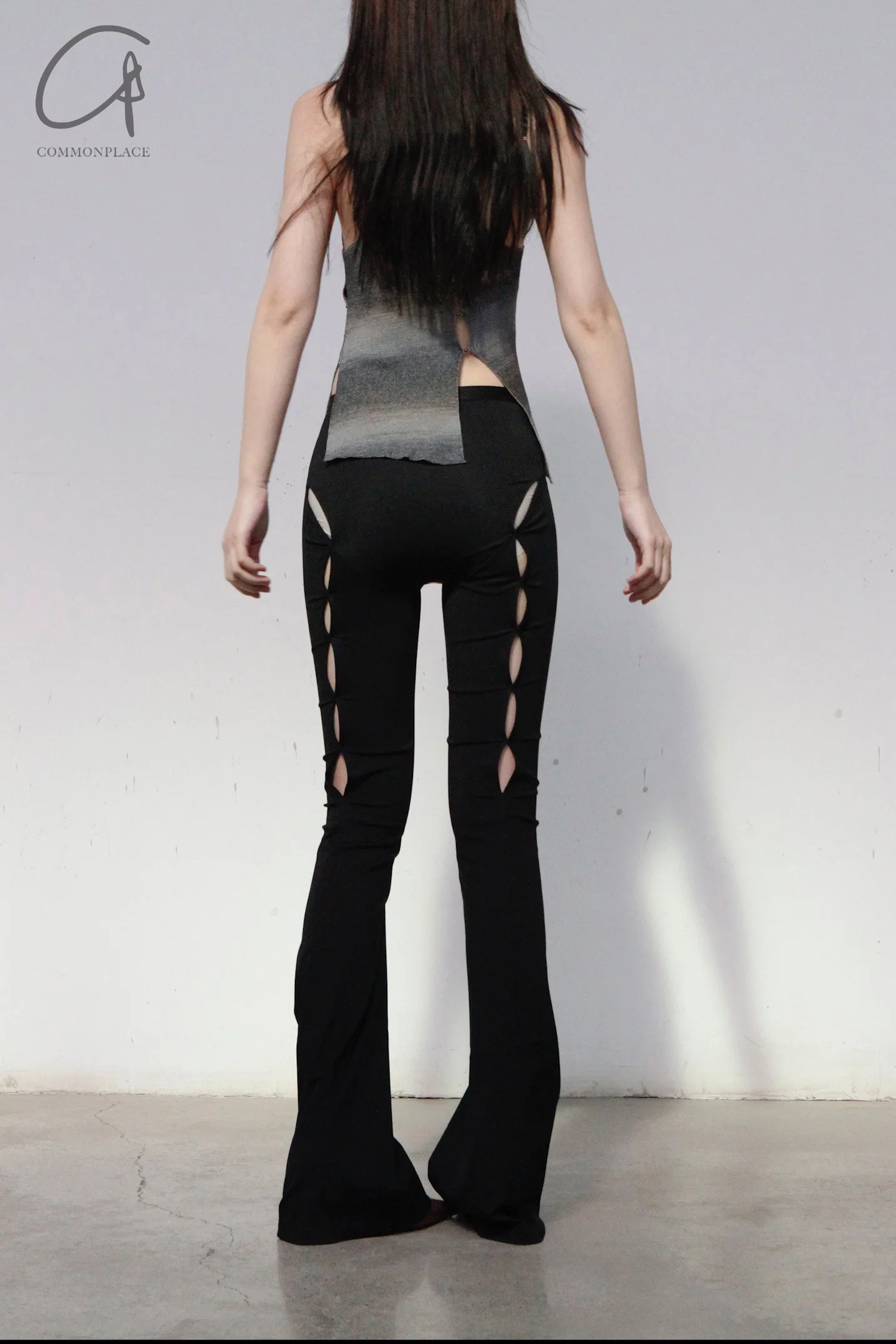 Rui Zhou WV05 series hollow flared stretch casual pants RUI-RUIFW21WV05-HEI Black Onyx - Image 13
