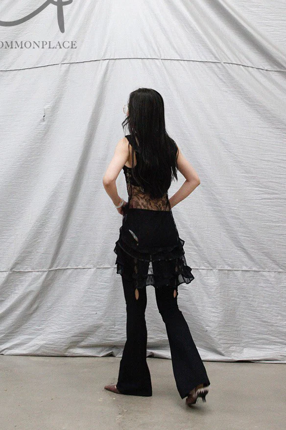 Rui Zhou WV05 series hollow flared stretch casual pants RUI-RUIFW21WV05-HEI Black Onyx - Image 25