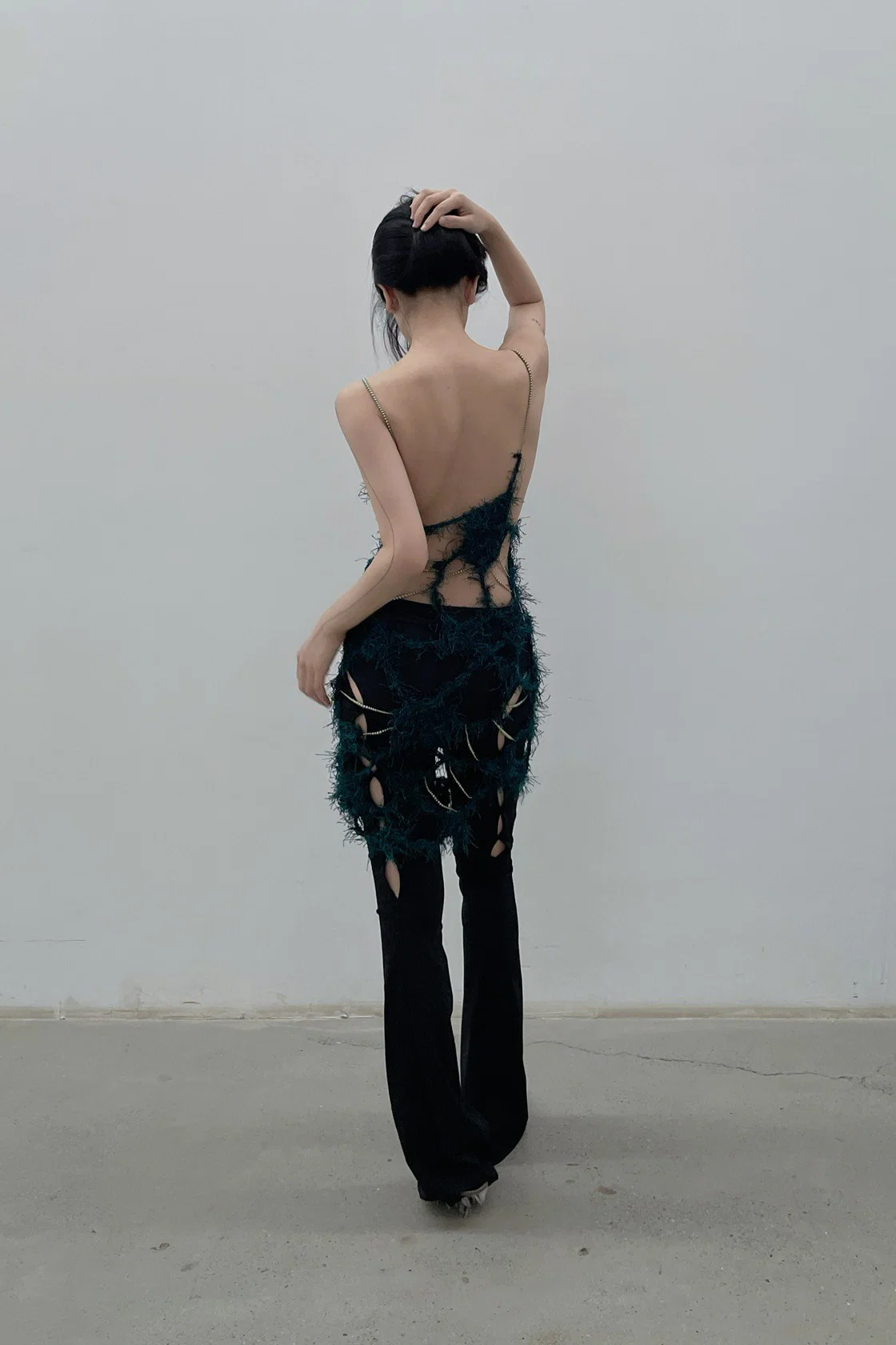 Rui Zhou WV05 series hollow flared stretch casual pants RUI-RUIFW21WV05-HEI Black Onyx - Image 26