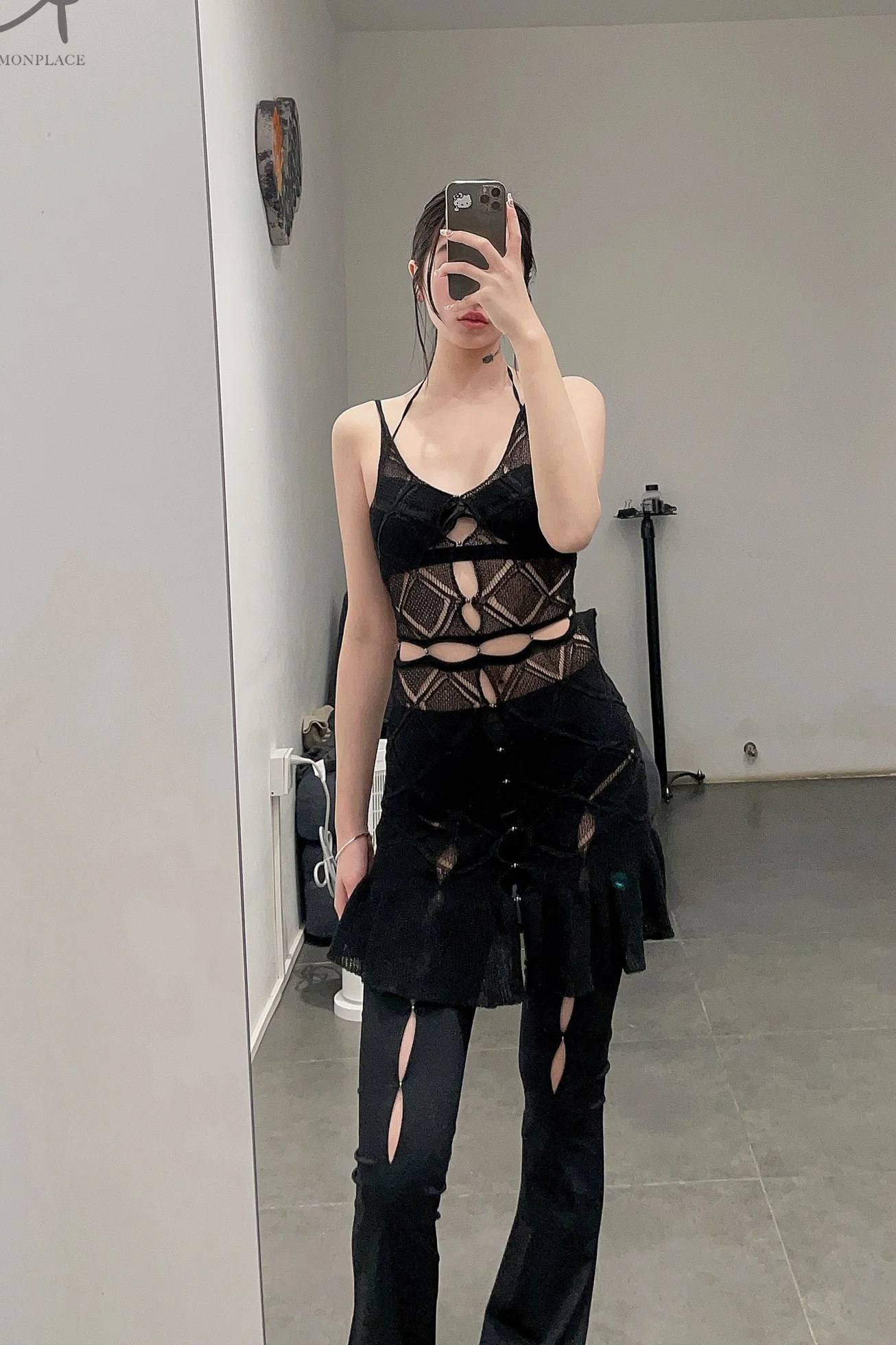 Rui Zhou WV05 series hollow flared stretch casual pants RUI-RUIFW21WV05-HEI Black Onyx - Image 31