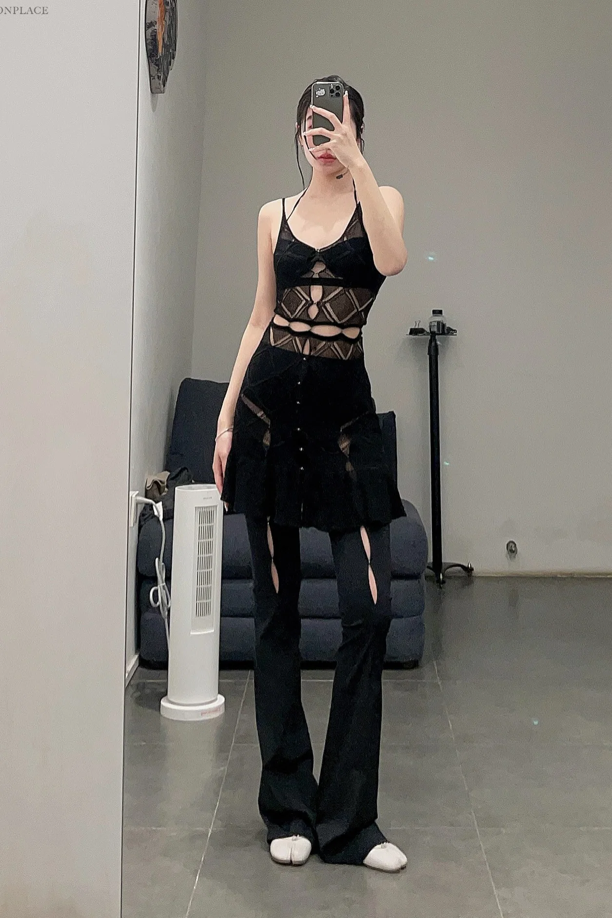 Rui Zhou WV05 series hollow flared stretch casual pants RUI-RUIFW21WV05-HEI Black Onyx - Image 33