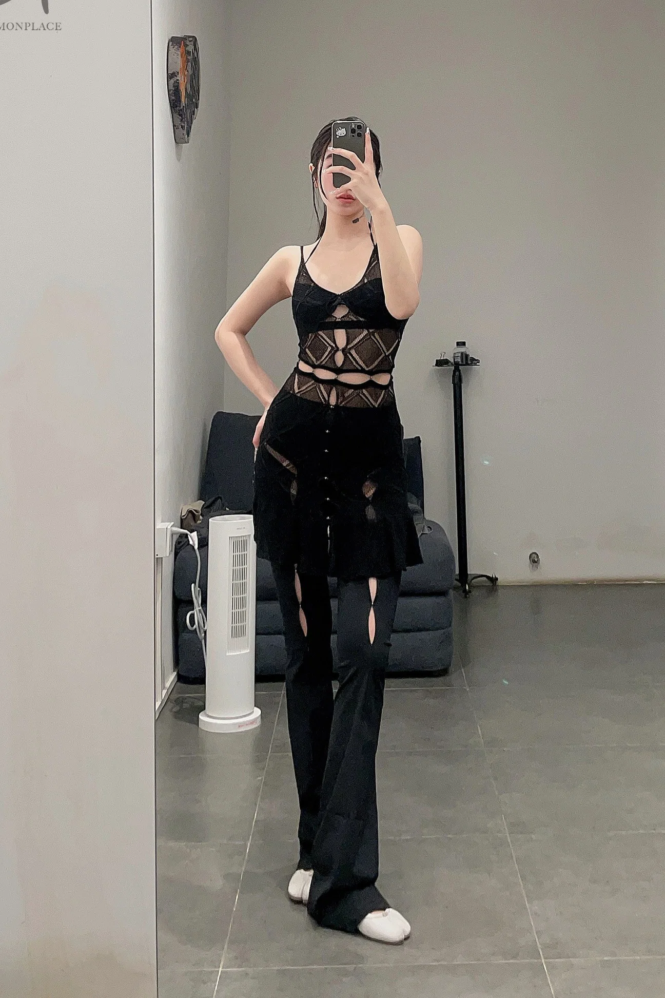 Rui Zhou WV05 series hollow flared stretch casual pants RUI-RUIFW21WV05-HEI Black Onyx - Image 34