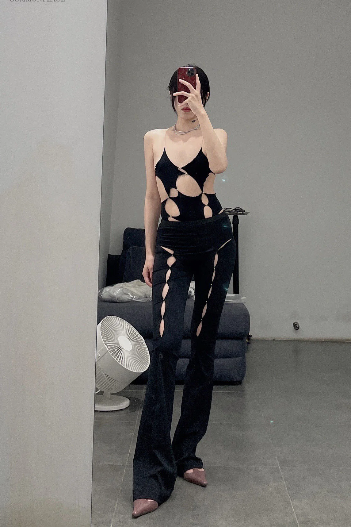 Rui Zhou WV05 series hollow flared stretch casual pants RUI-RUIFW21WV05-HEI Black Onyx - Image 39
