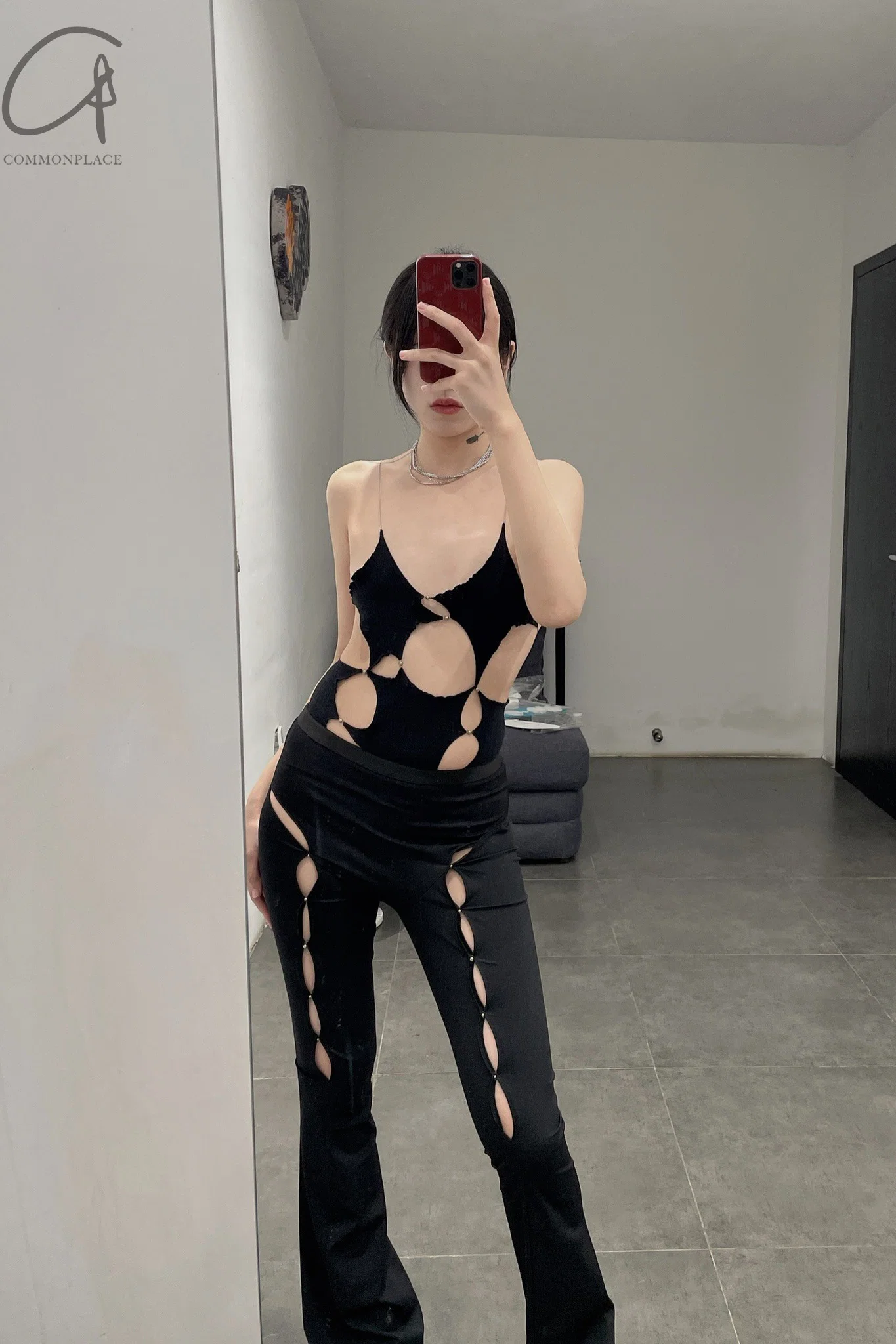 Rui Zhou WV05 series hollow flared stretch casual pants RUI-RUIFW21WV05-HEI Black Onyx - Image 41