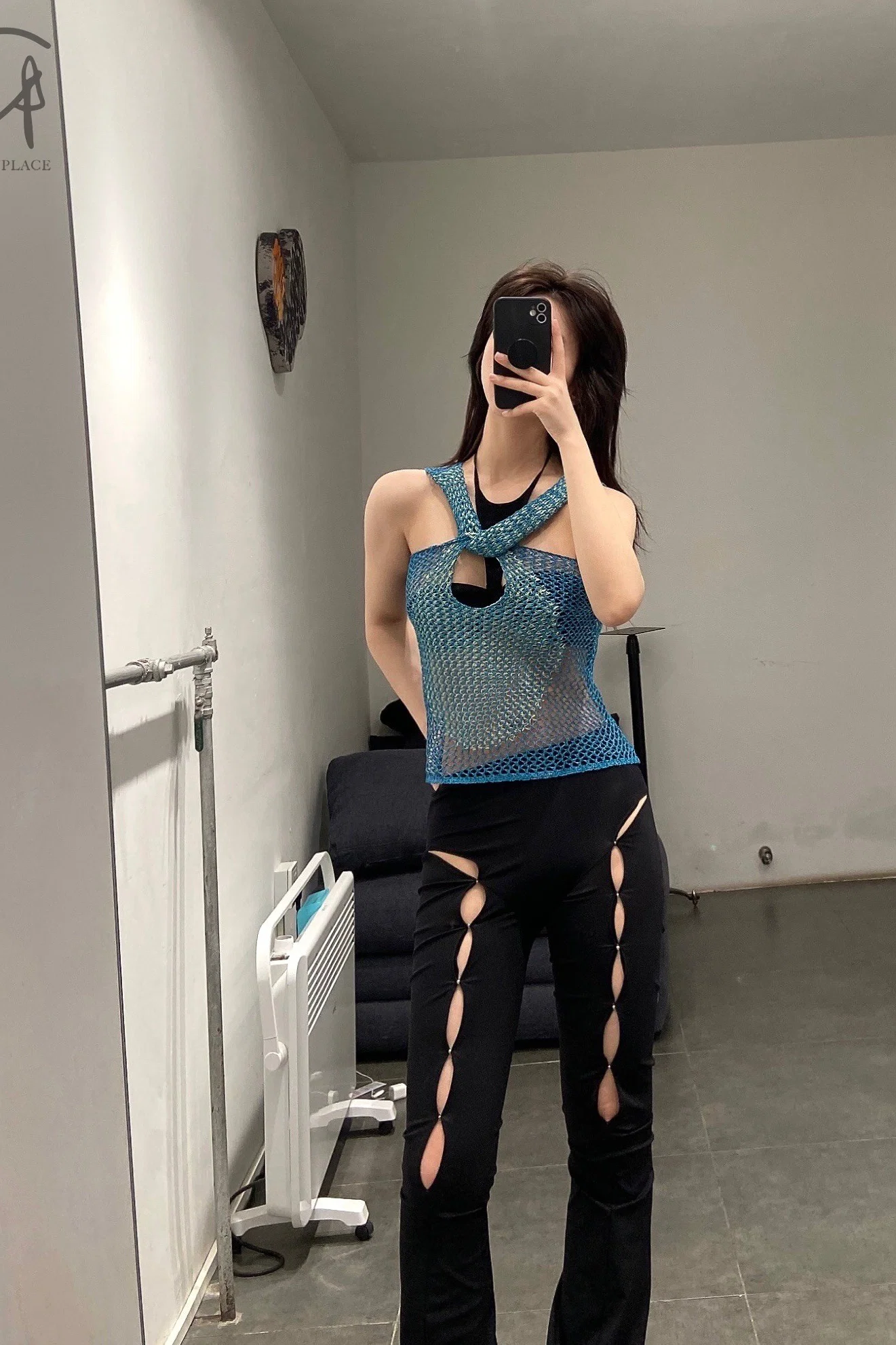Rui Zhou WV05 series hollow flared stretch casual pants RUI-RUIFW21WV05-HEI Black Onyx - Image 44