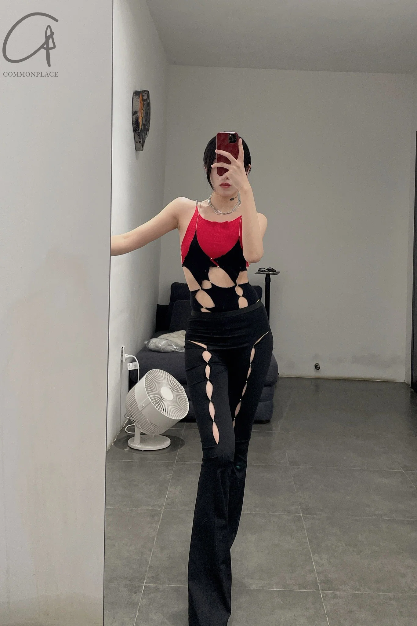 Rui Zhou WV05 series hollow flared stretch casual pants RUI-RUIFW21WV05-HEI Black Onyx - Image 47
