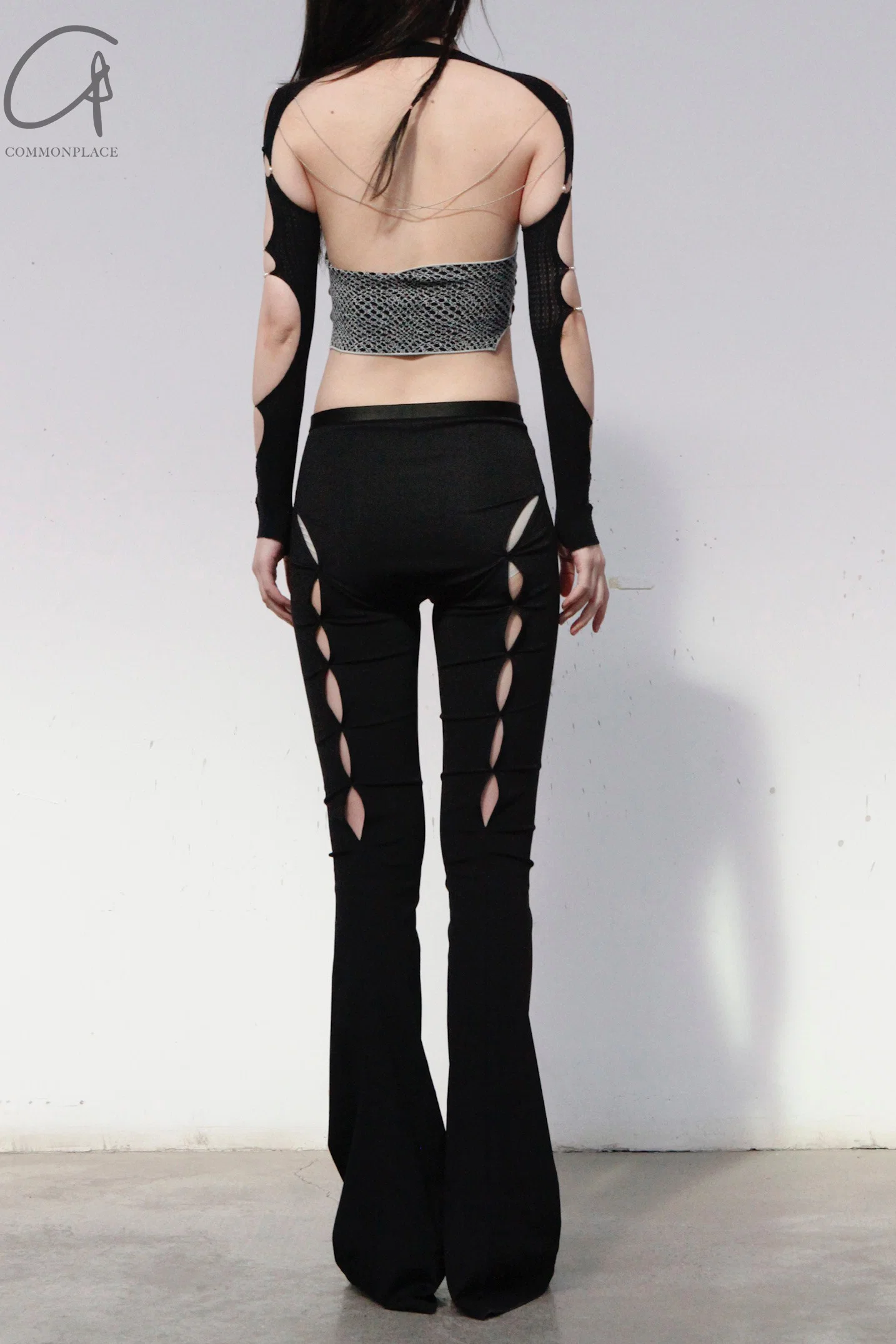 Rui Zhou WV05 series hollow flared stretch casual pants RUI-RUIFW21WV05-HEI Black Onyx - Image 7