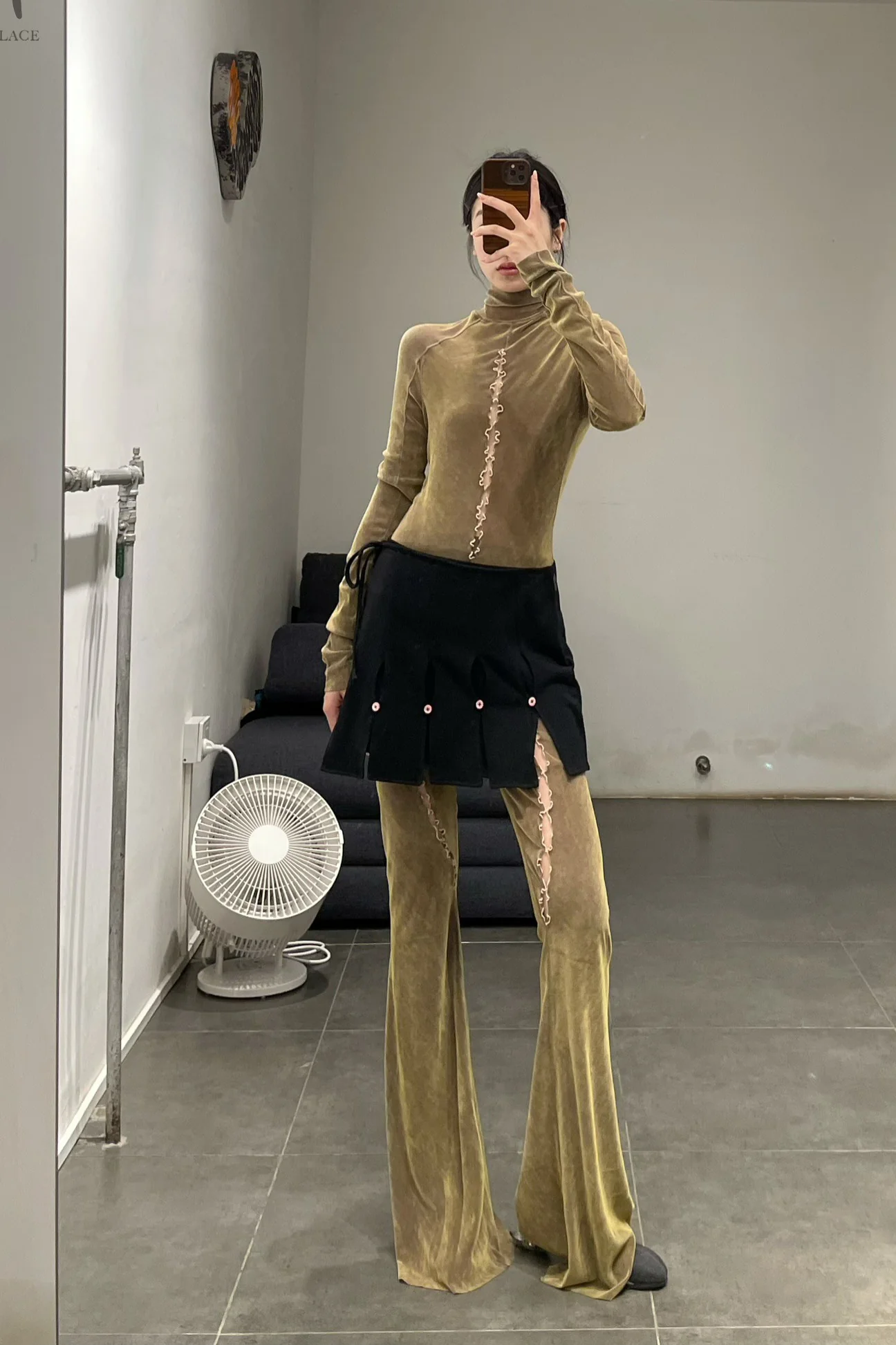 RUI Velvet Cutout Turtleneck RAW23WV02 Khaki Green - Image 10