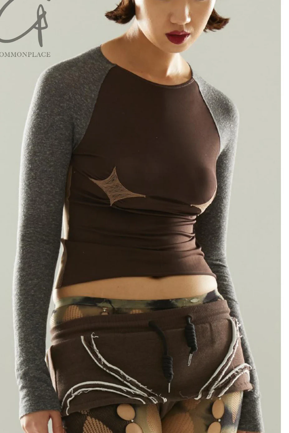 Rui Zhou 24 Autumn and Winter Free Point Long Sleeve Top RUI-RAW24WV03-QKLH Chocolate mixOnyx - Image 14