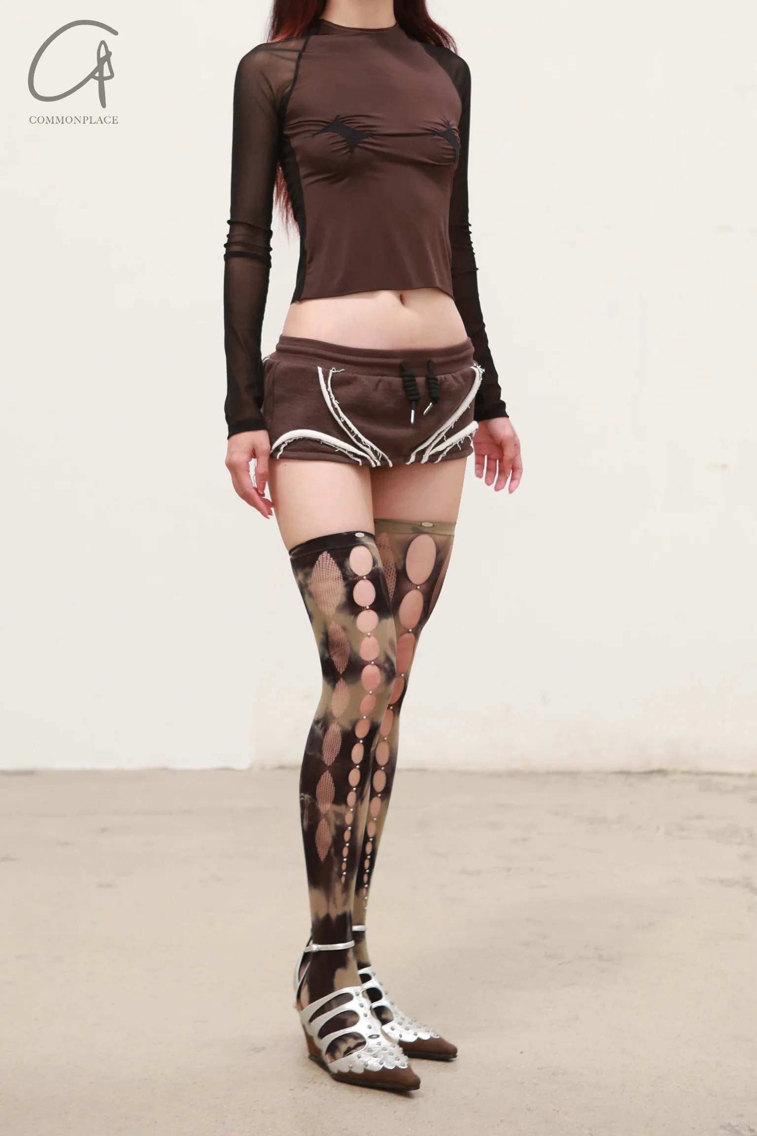 Rui Zhou 24 Autumn and Winter Free Point Long Sleeve Top RUI-RAW24WV03-QKLH Chocolate mixOnyx - Image 3