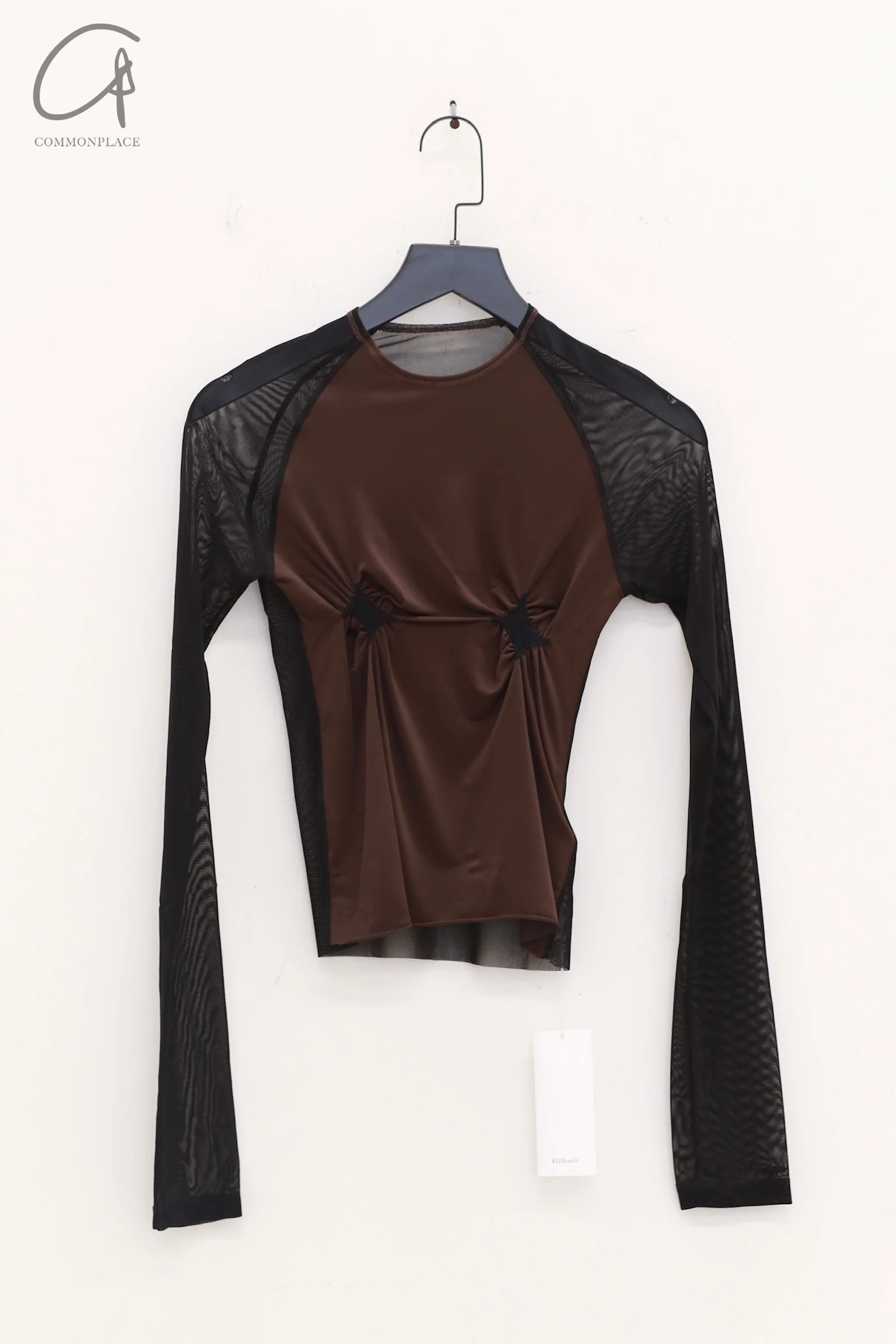 Rui Zhou 24 Autumn and Winter Free Point Long Sleeve Top RUI-RAW24WV03-QKLH Chocolate mixOnyx - Image 4