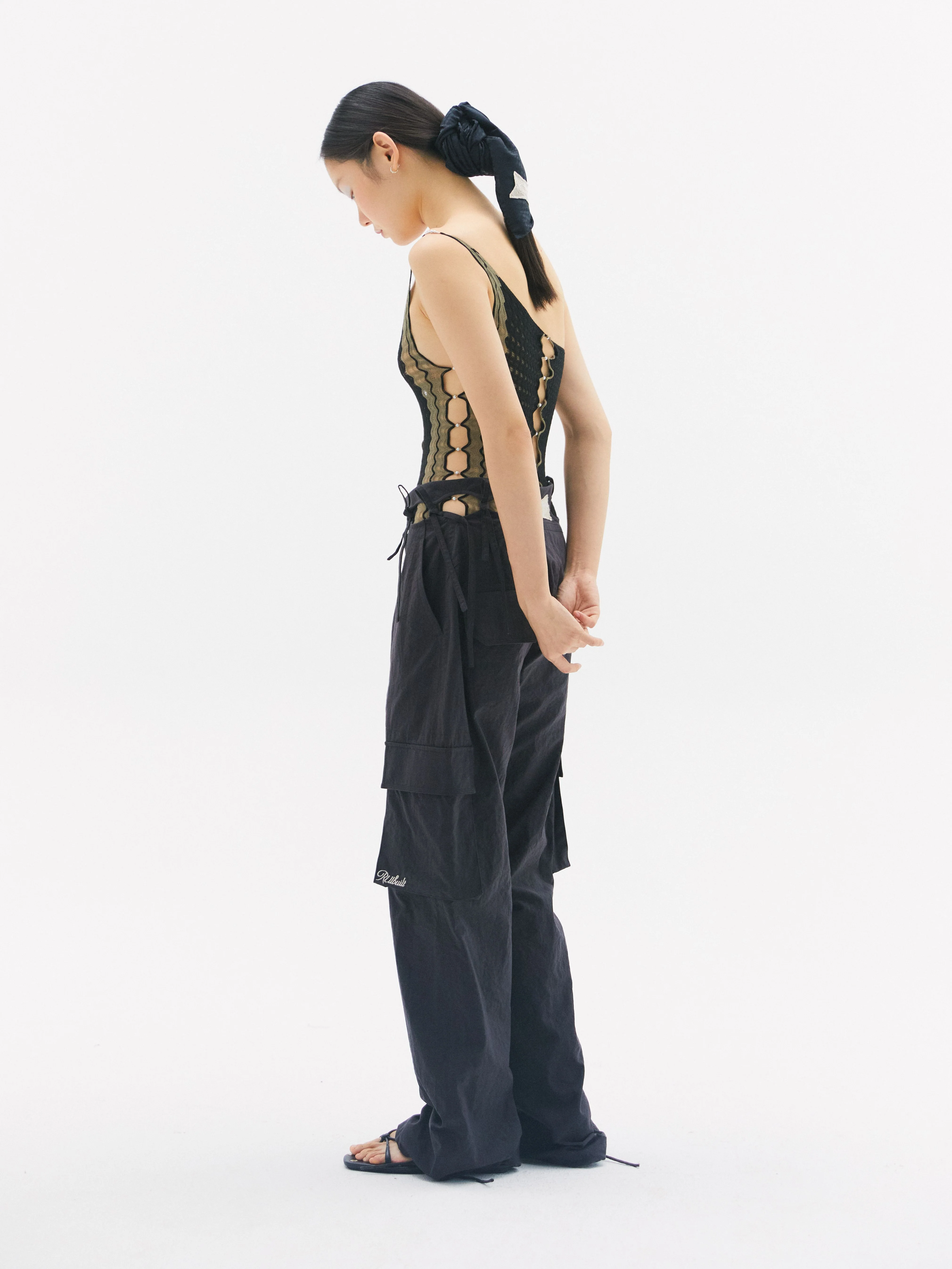 RUIbuilt 25 Spring/Summer Ripple One-shoulder Bodysuit RUI-RSS25MA06-SWCH Sage/Onyx Sage + Black - Image 3