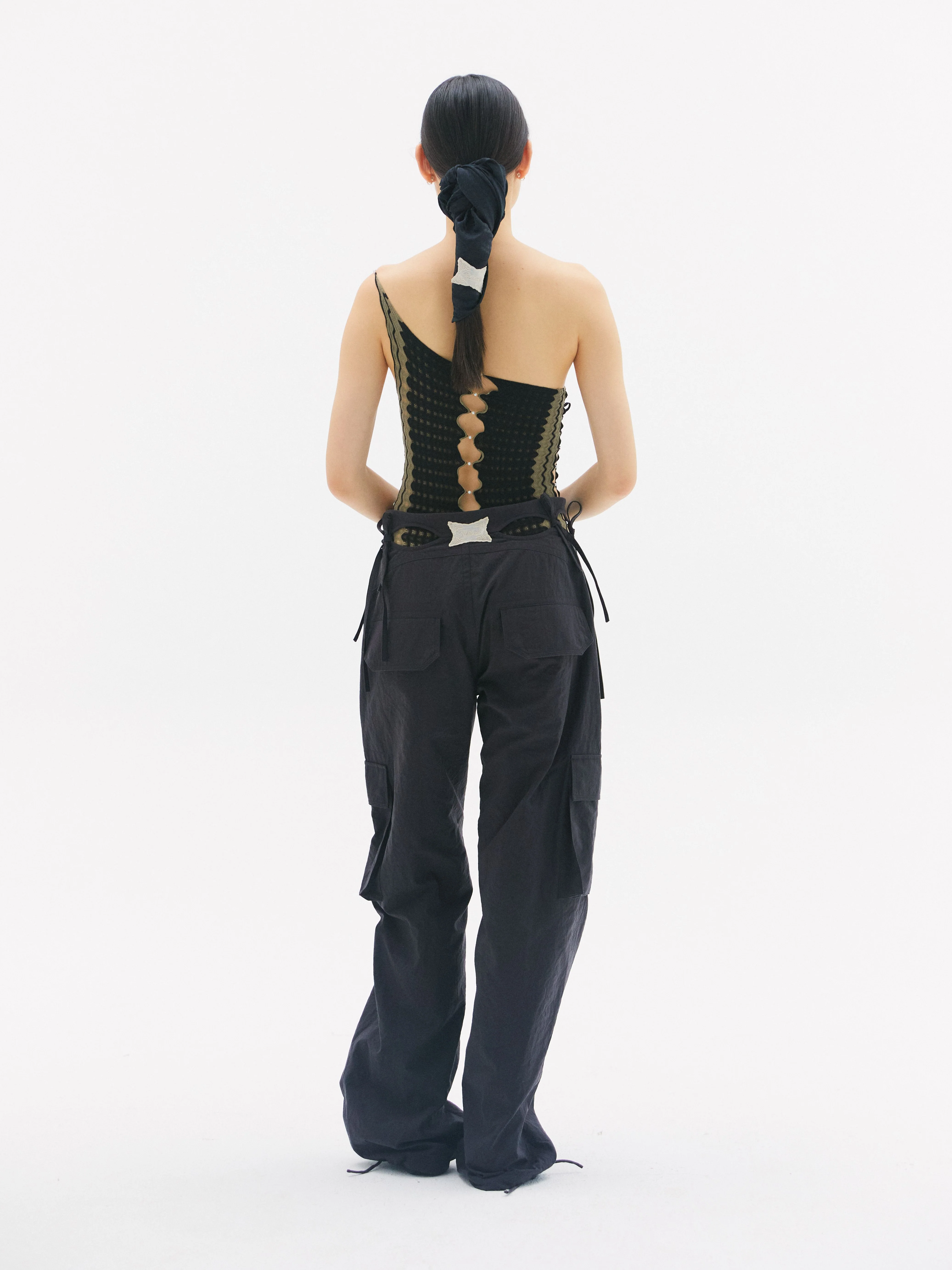 RUIbuilt 25 Spring/Summer Ripple One-shoulder Bodysuit RUI-RSS25MA06-SWCH Sage/Onyx Sage + Black - Image 4