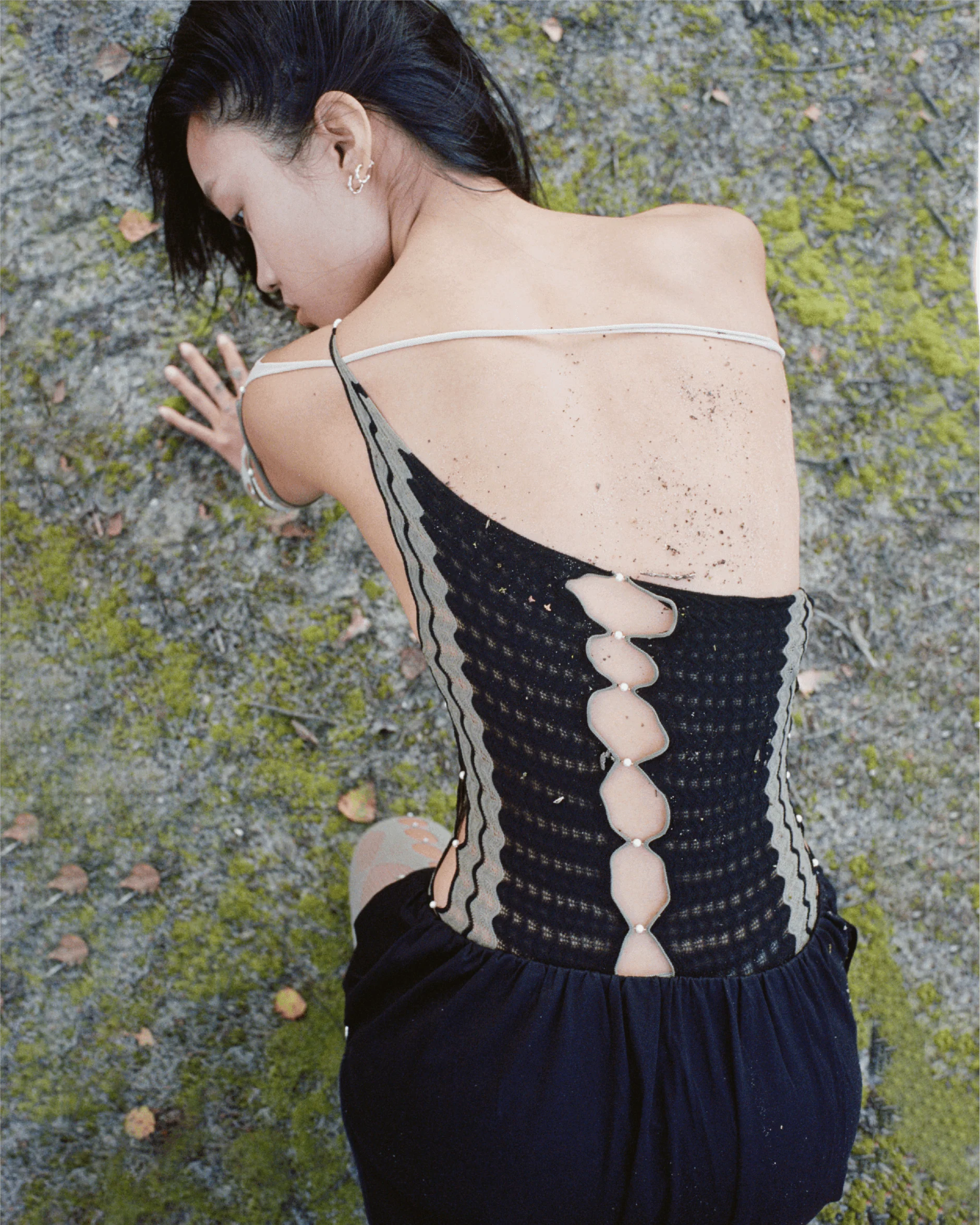 RUIbuilt 25 Spring/Summer Ripple One-shoulder Bodysuit RUI-RSS25MA06-SWCH Sage/Onyx Sage + Black - Image 6