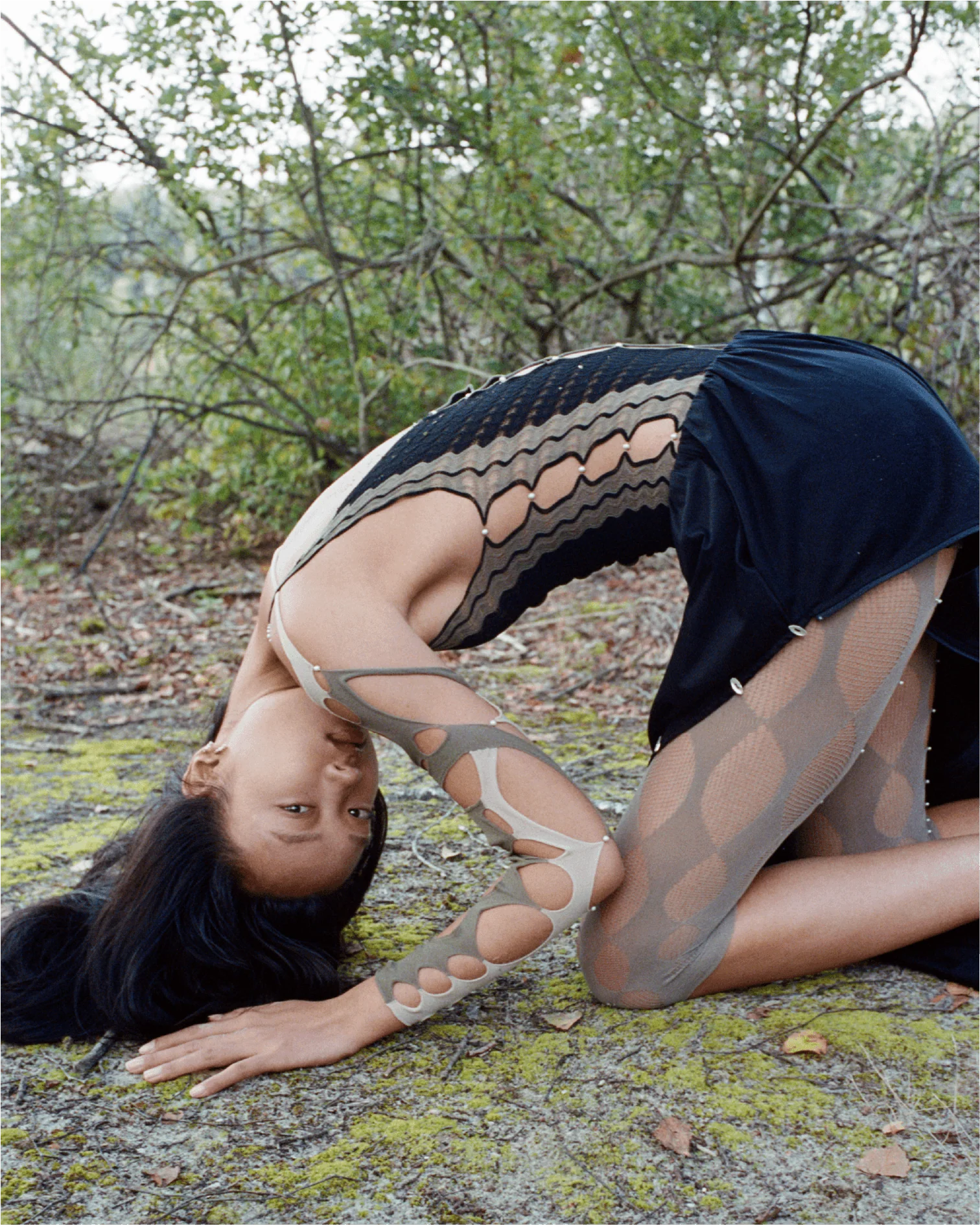RUIbuilt 25 Spring/Summer Ripple One-shoulder Bodysuit RUI-RSS25MA06-SWCH Sage/Onyx Sage + Black - Image 7