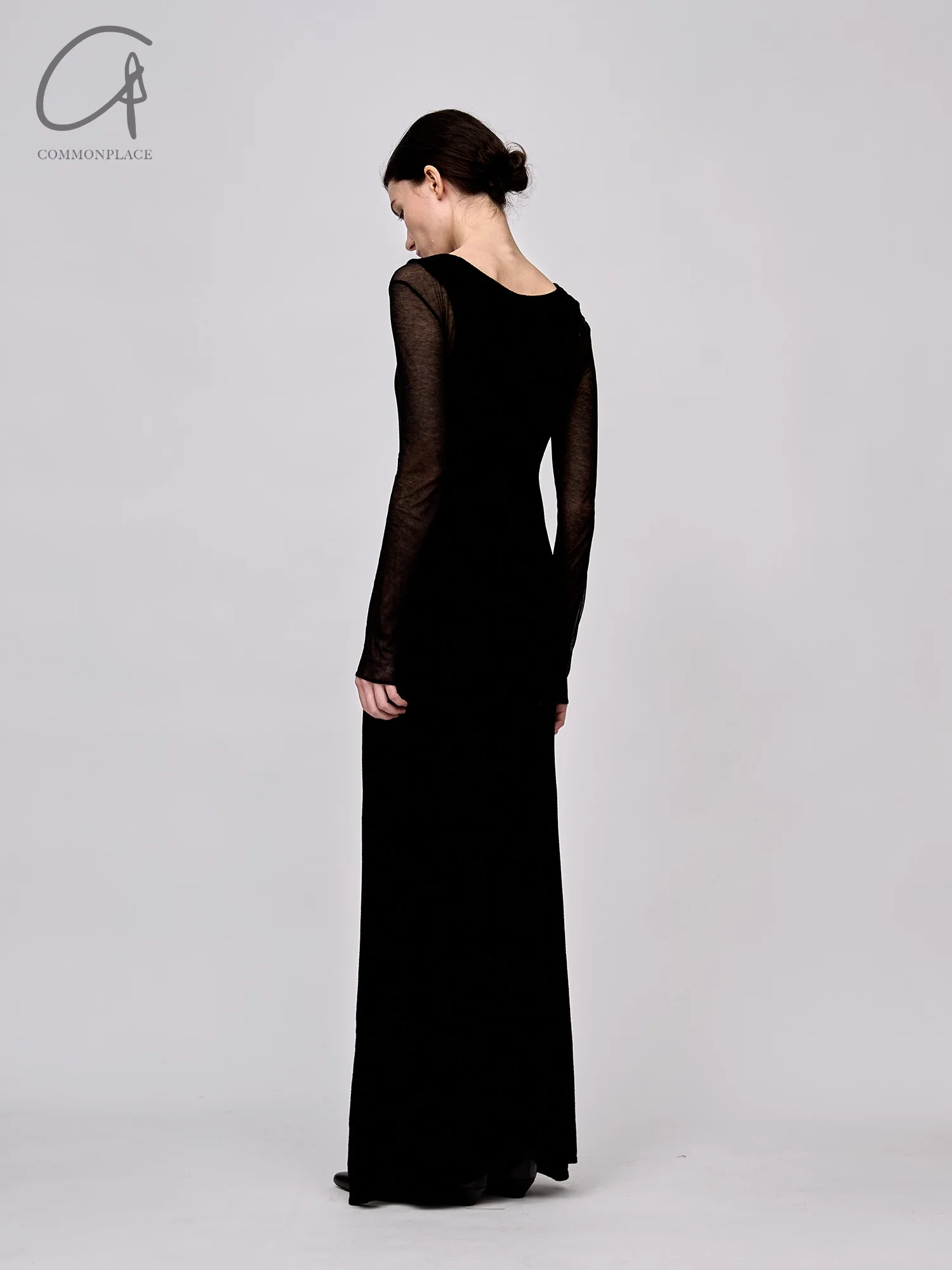 RUOHAN 24 autumn and winter black V-neck knitted long skirt RH-RHKN125AW24-HEI black - Image 14