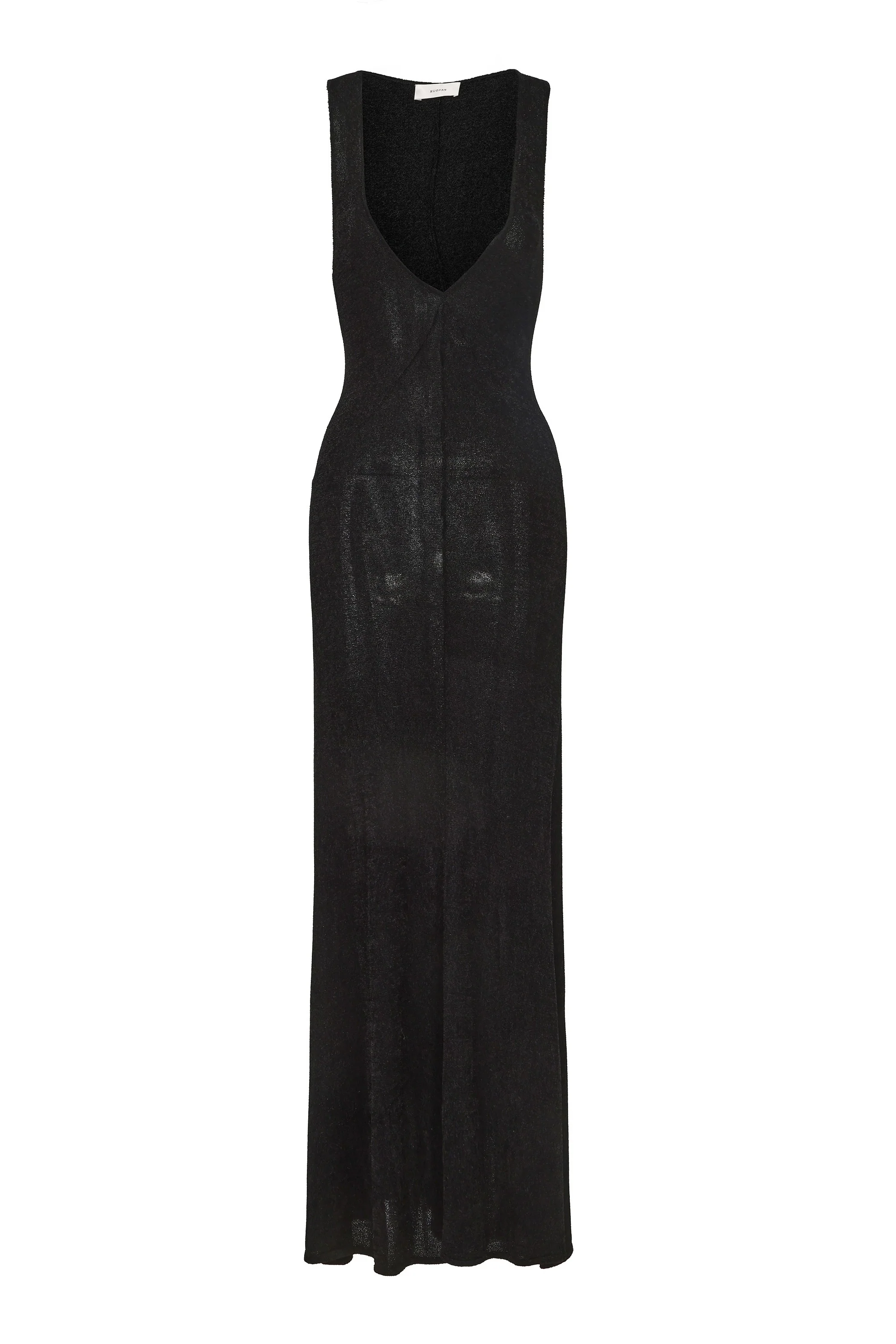 RUOHAN 24 autumn and winter black V-neck knitted long skirt RH-RHKN125AW24-HEI black - Image 5