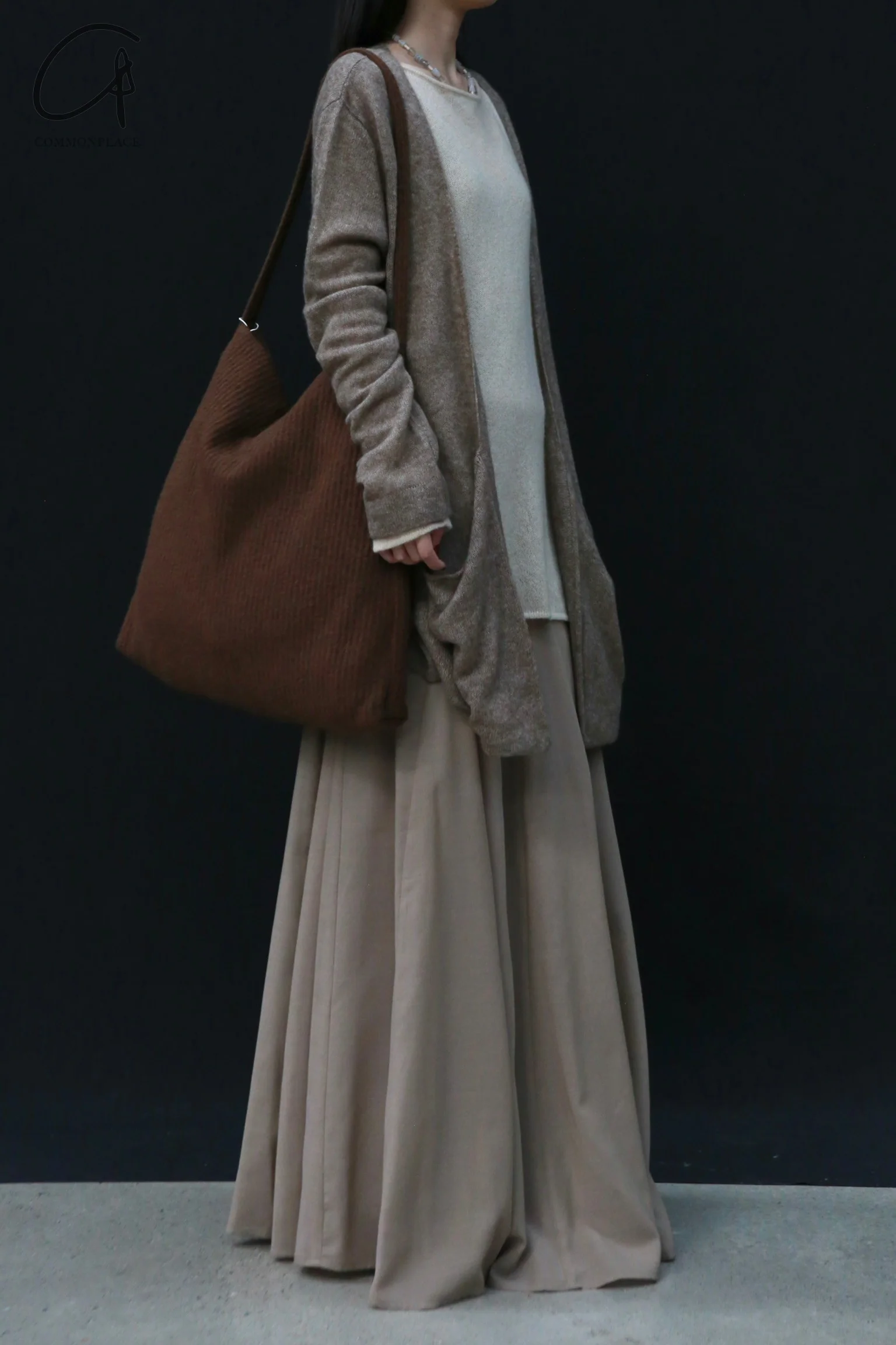 RUOHAN 24 Autumn and Winter Brown Striped Wool Artist Bag RH-RHACC149AW24-ZONG Brown - Image 12