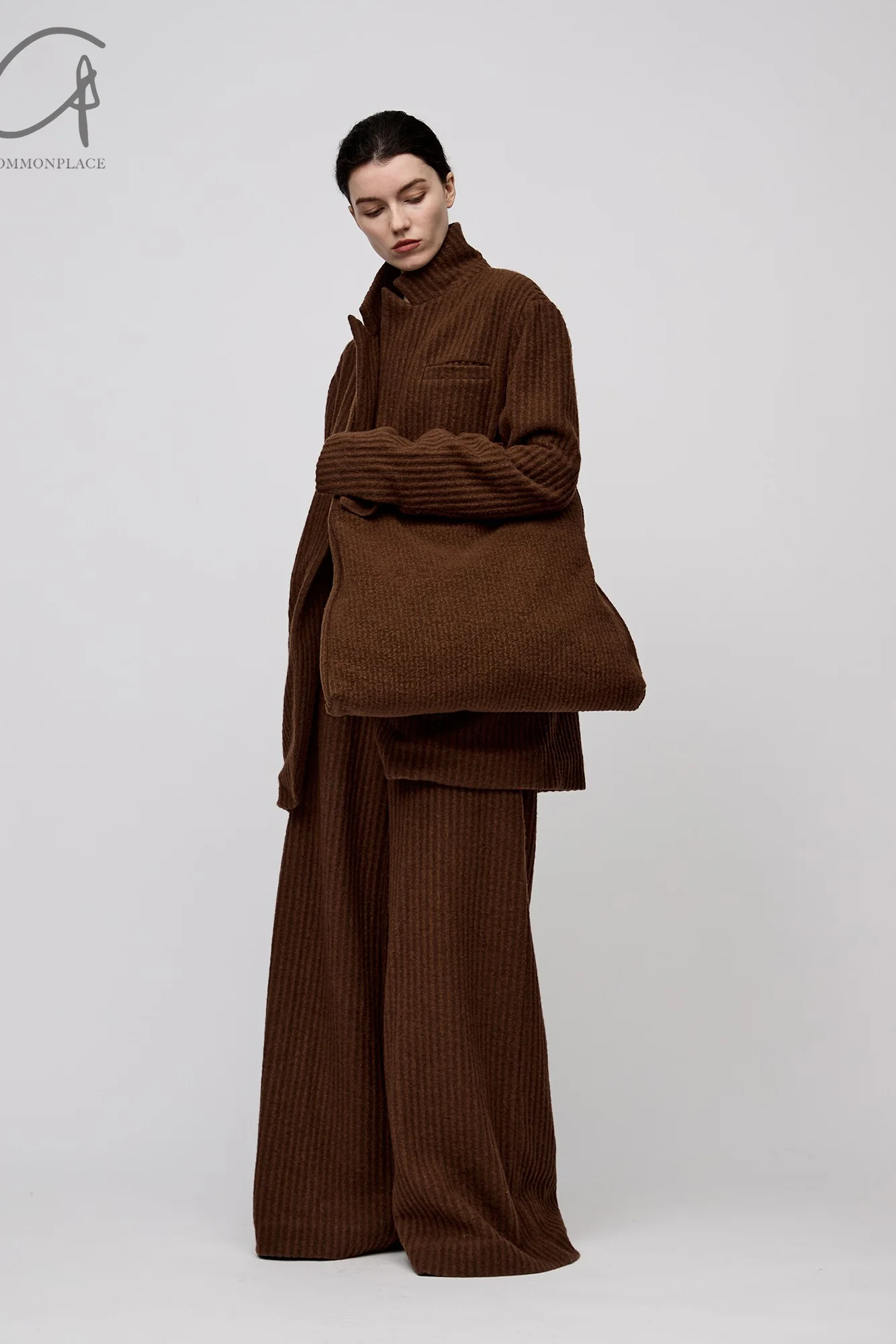 RUOHAN 24 Autumn and Winter Brown Striped Wool Artist Bag RH-RHACC149AW24-ZONG Brown - Image 13