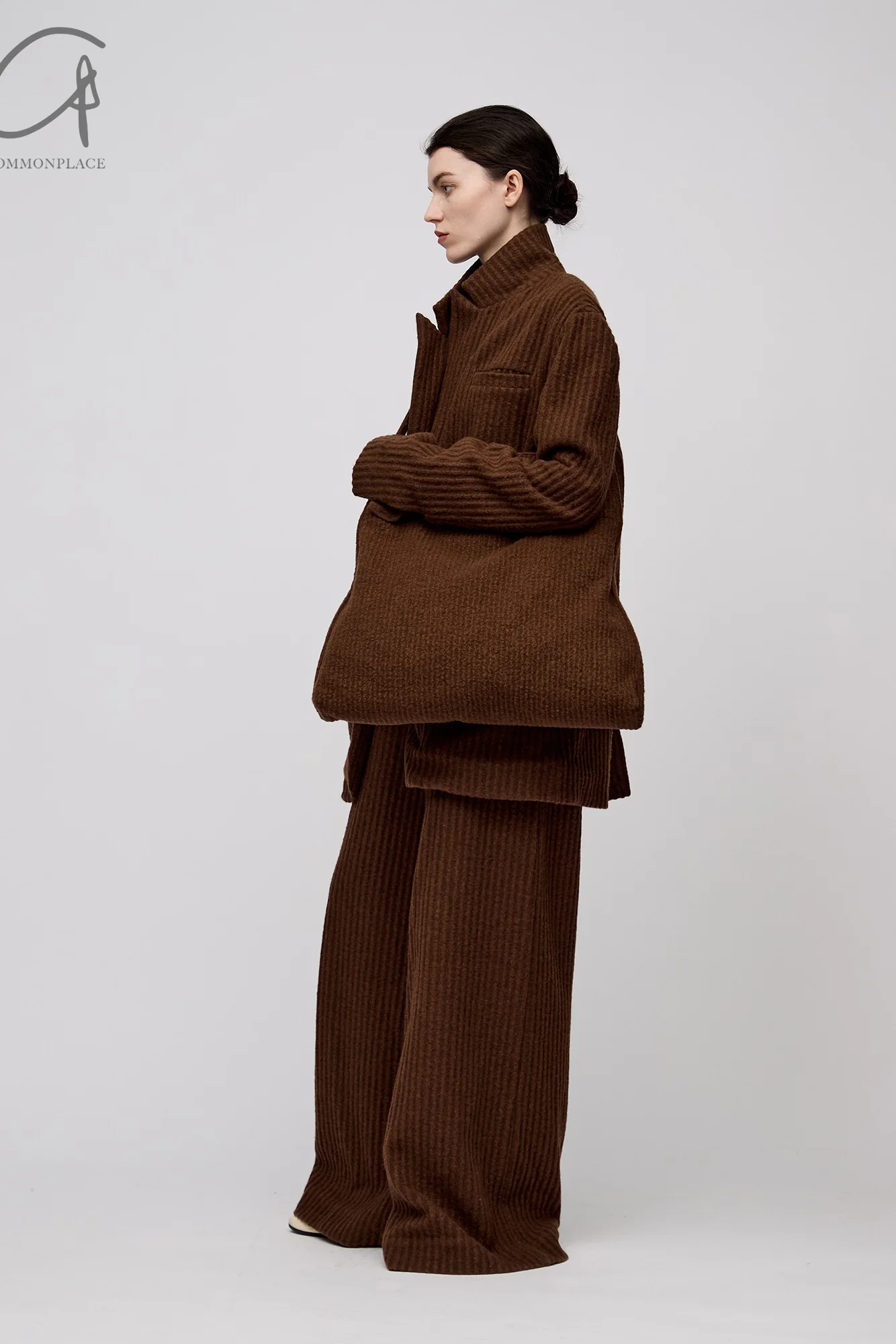 RUOHAN 24 Autumn and Winter Brown Striped Wool Artist Bag RH-RHACC149AW24-ZONG Brown - Image 14