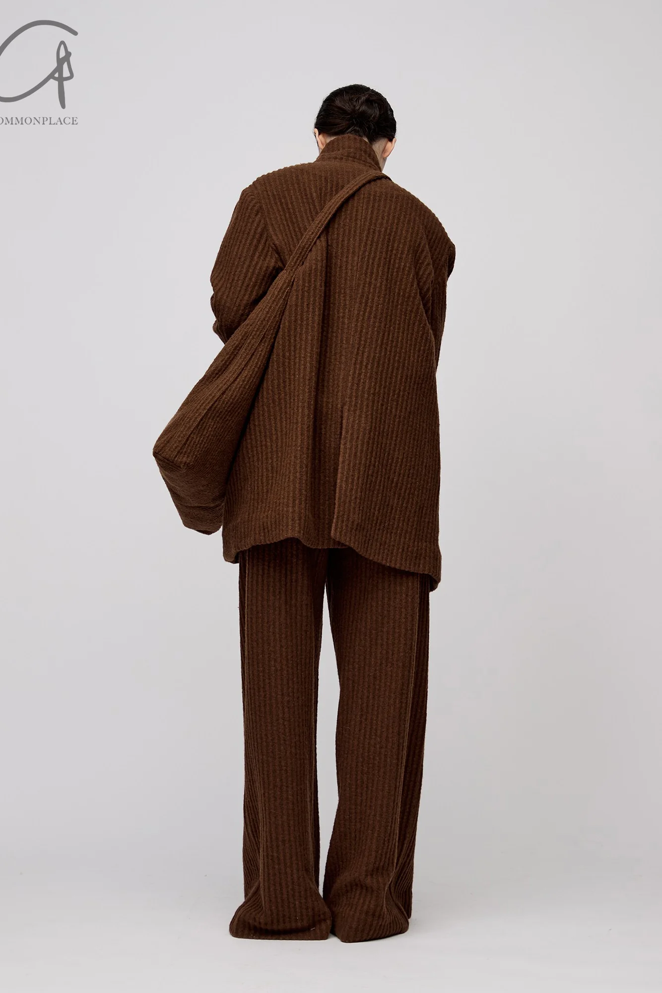RUOHAN 24 Autumn and Winter Brown Striped Wool Artist Bag RH-RHACC149AW24-ZONG Brown - Image 15