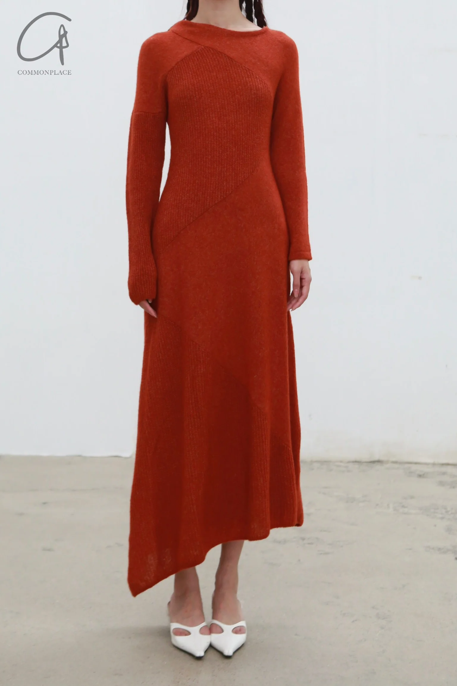 RUOHAN 24 autumn and winter collage cashmere dress RH-RH-RHKN154AW24-XH rust red RHKN152AW24 - Image 2