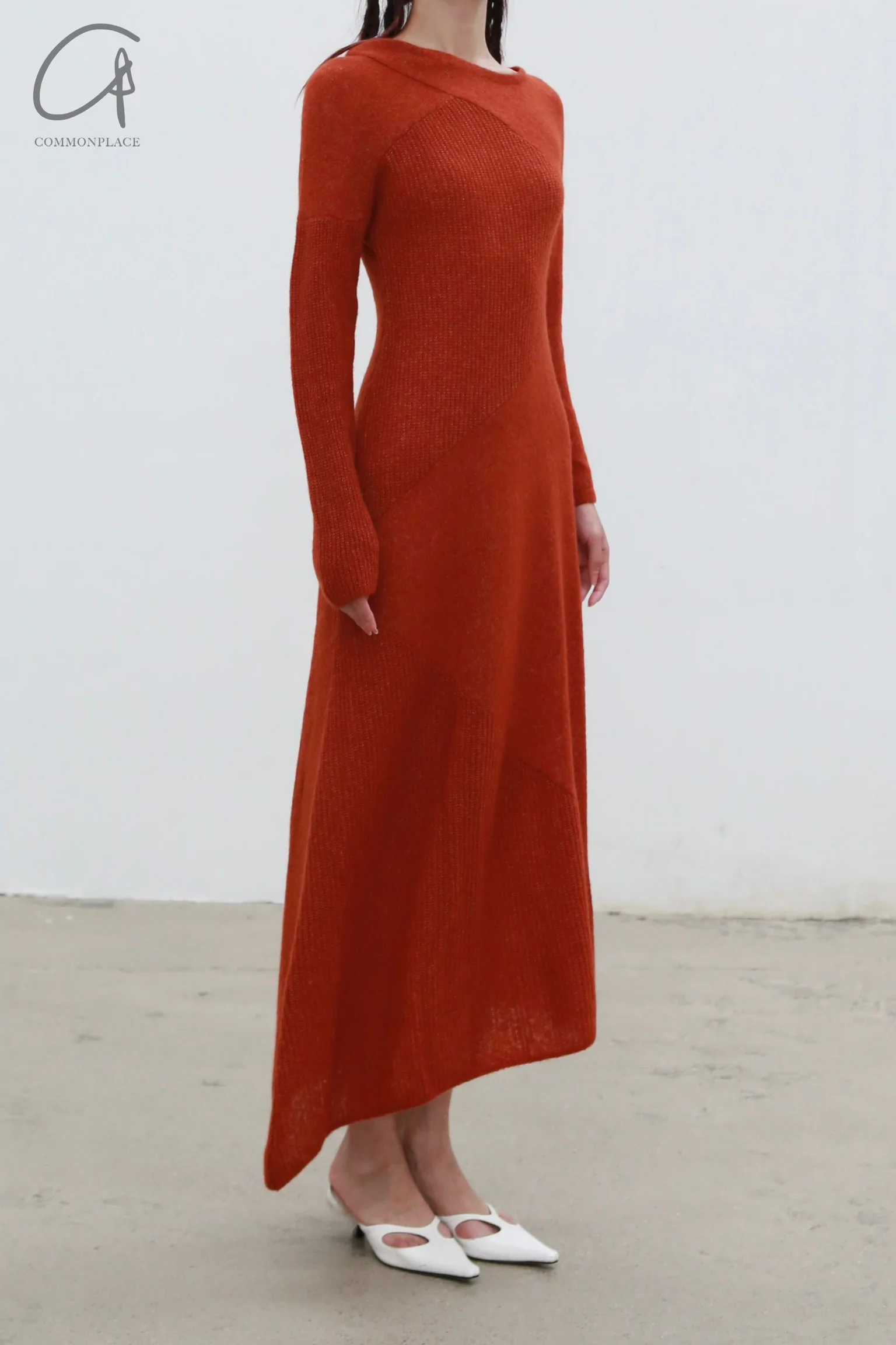 RUOHAN 24 autumn and winter collage cashmere dress RH-RH-RHKN154AW24-XH rust red RHKN152AW24 - Image 3